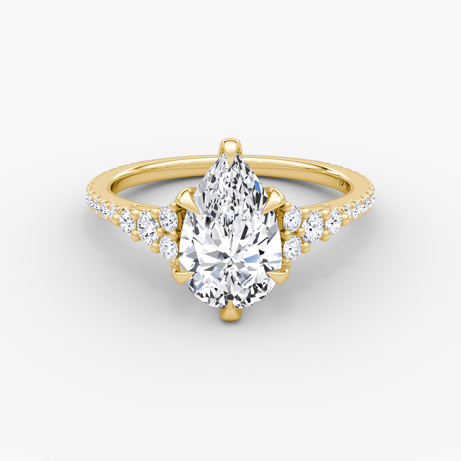 Round Cluster Heirloom Pear Engagement Ring | 18k Yellow Gold