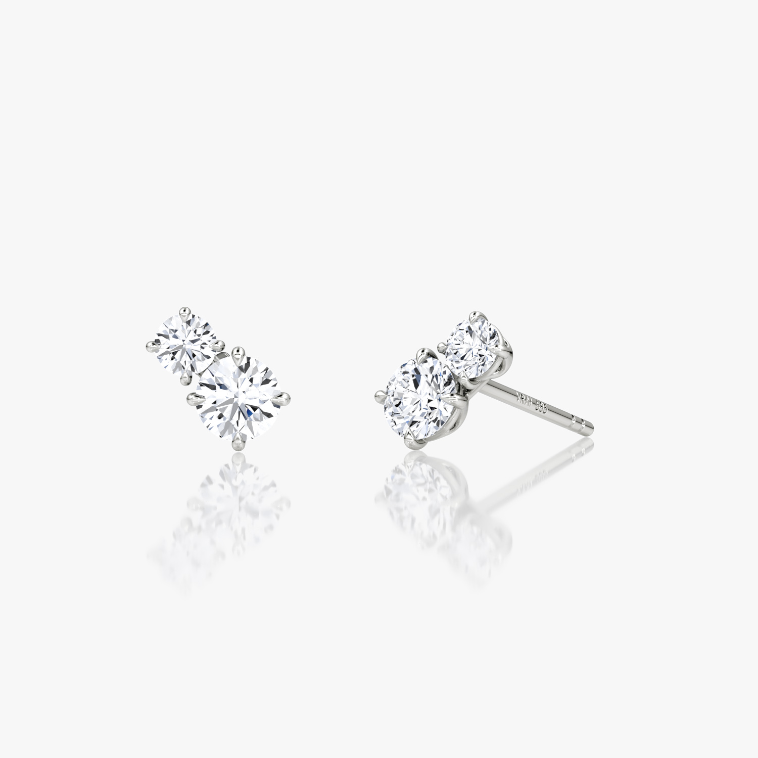 VRAI Toi et Moi Echo Stud Round Brilliant Earrings | Sterling Silver