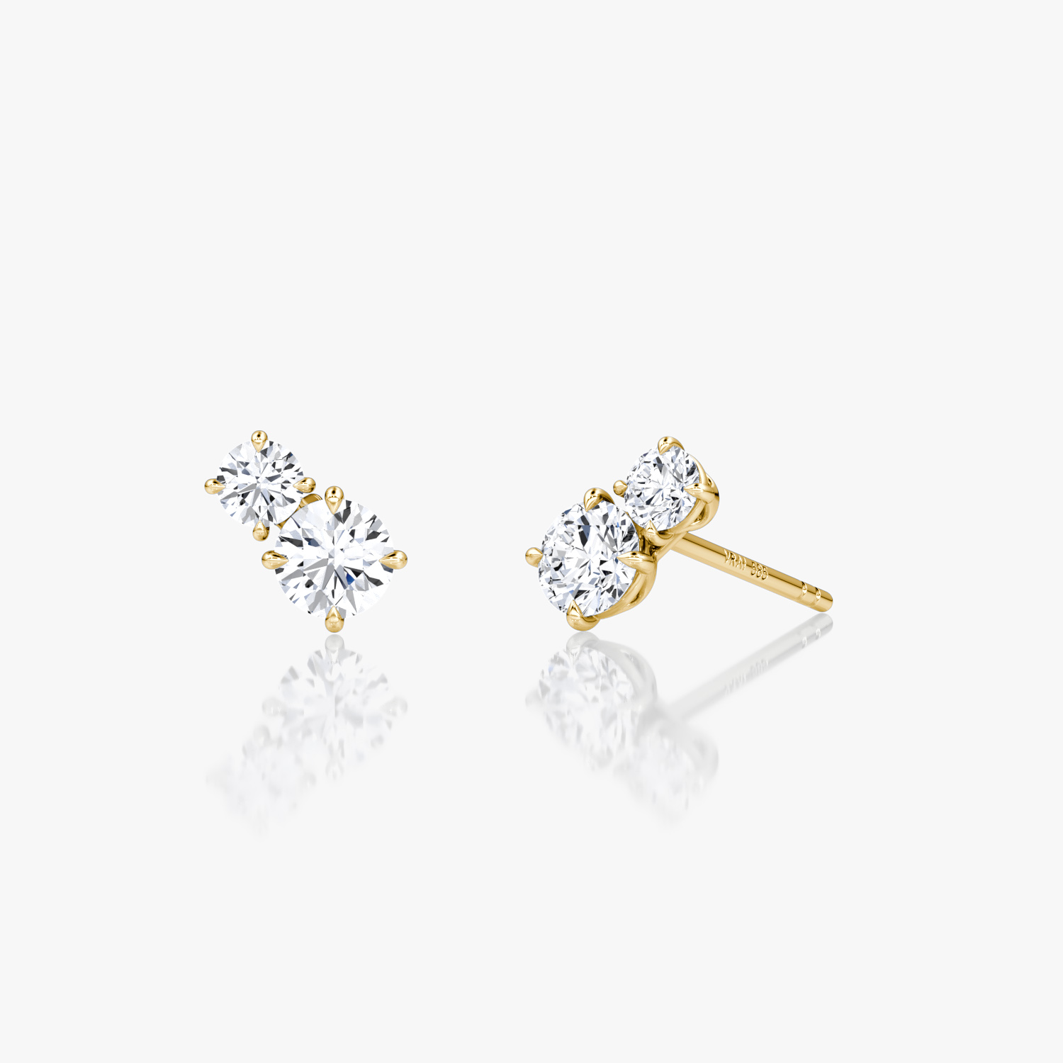 VRAI Toi et Moi Echo Stud Round Brilliant Earrings | 14k Yellow Gold