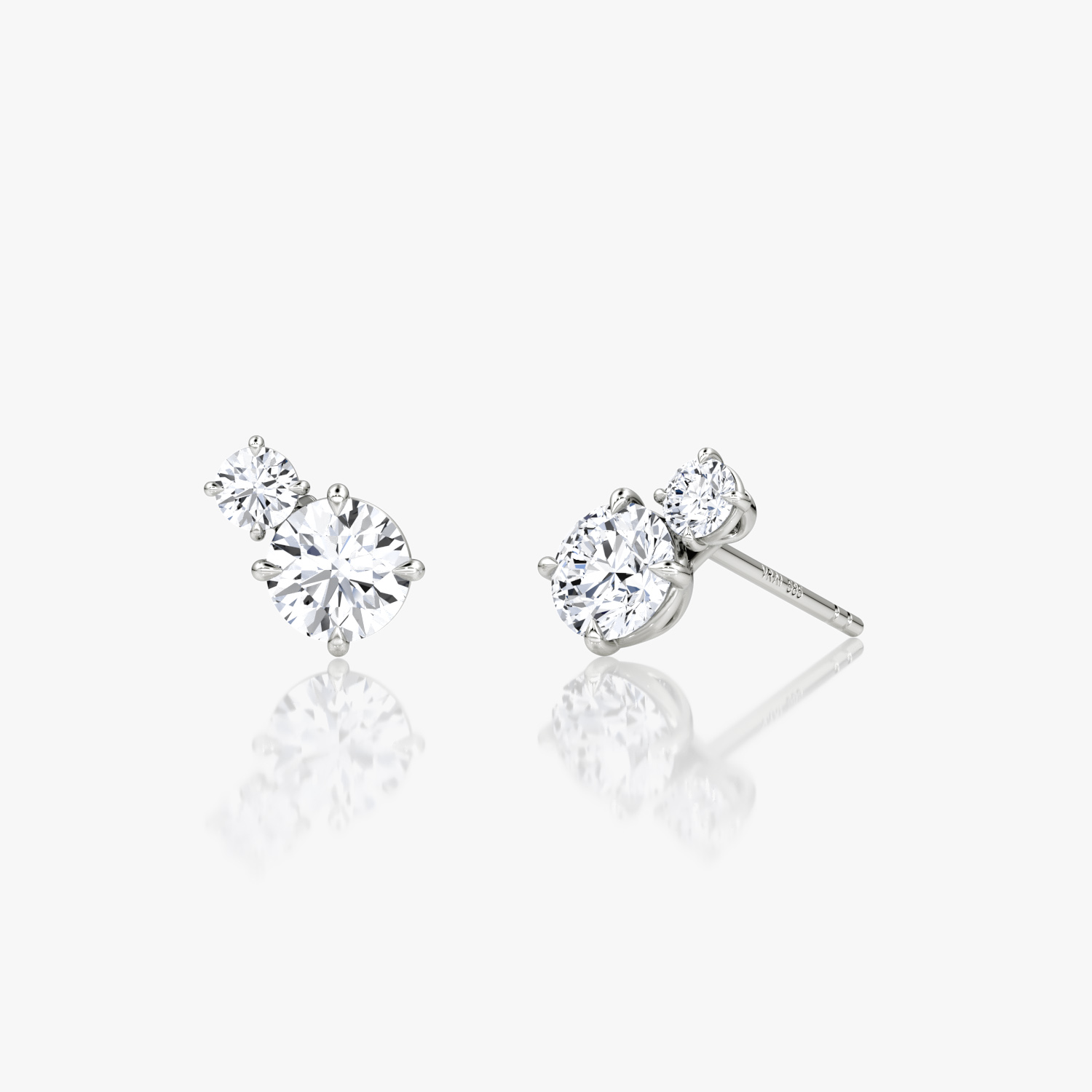 VRAI Toi et Moi Echo Stud Round Brilliant Earrings | Sterling Silver