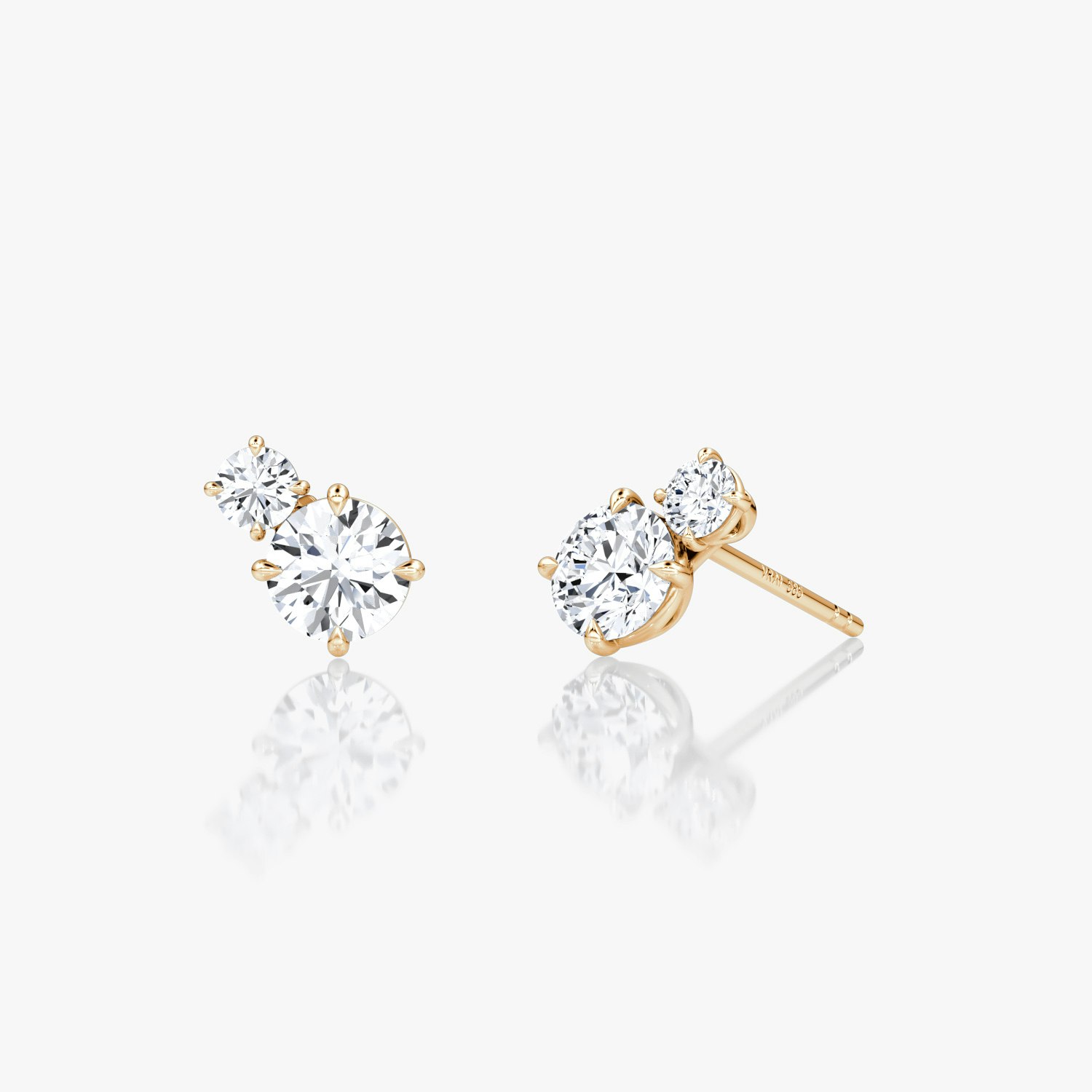 VRAI Toi et Moi Echo Stud Round Brilliant Earrings | 14k Rose Gold