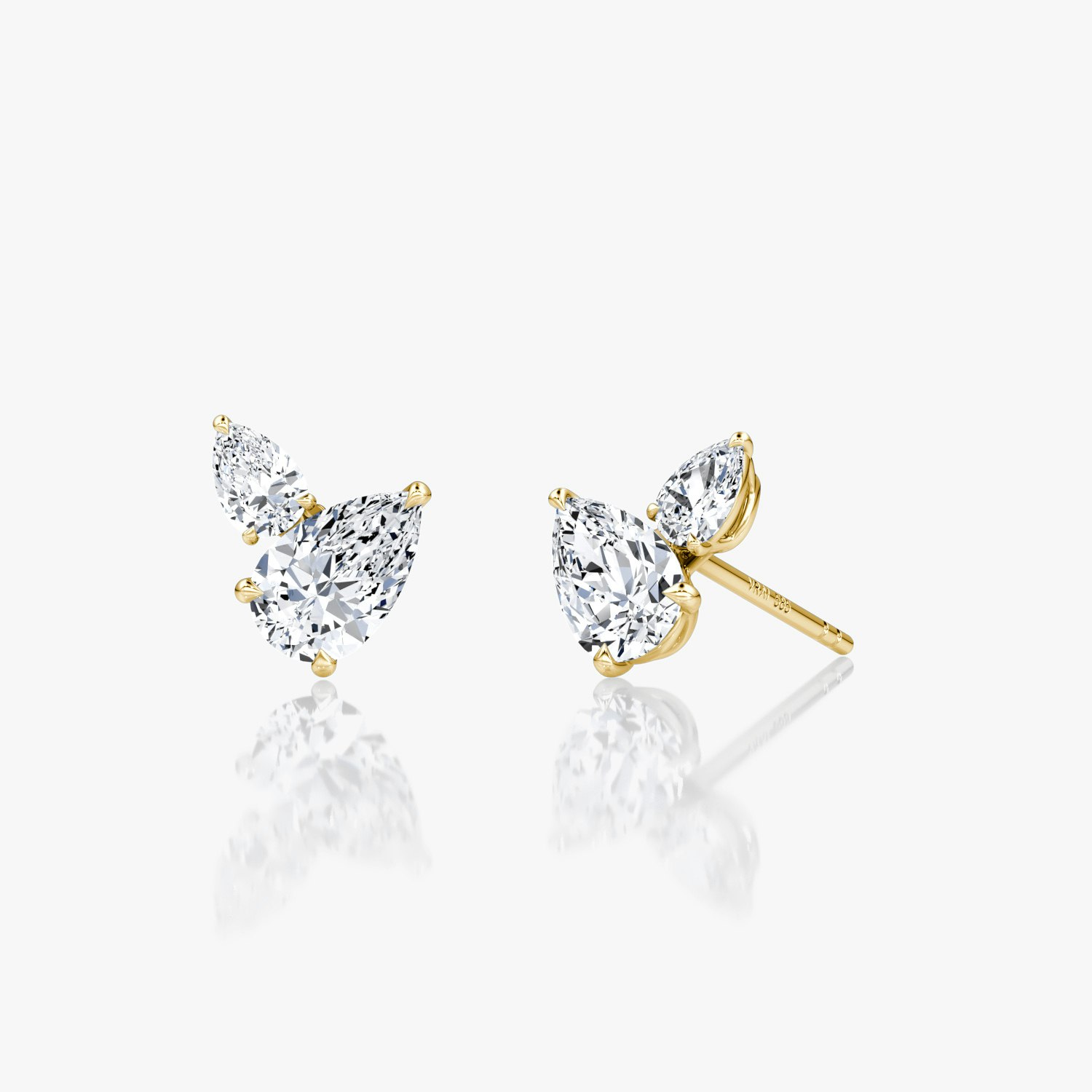 VRAI Toi et Moi Echo Stud Pear Earrings | 14k Yellow Gold