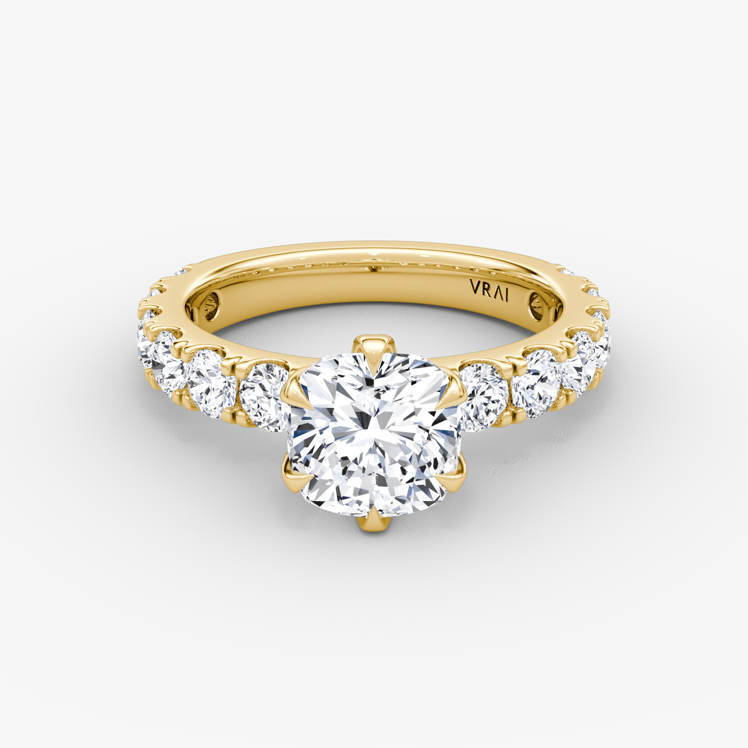 Amour Eternity Cushion Engagement Ring | 18k Yellow Gold