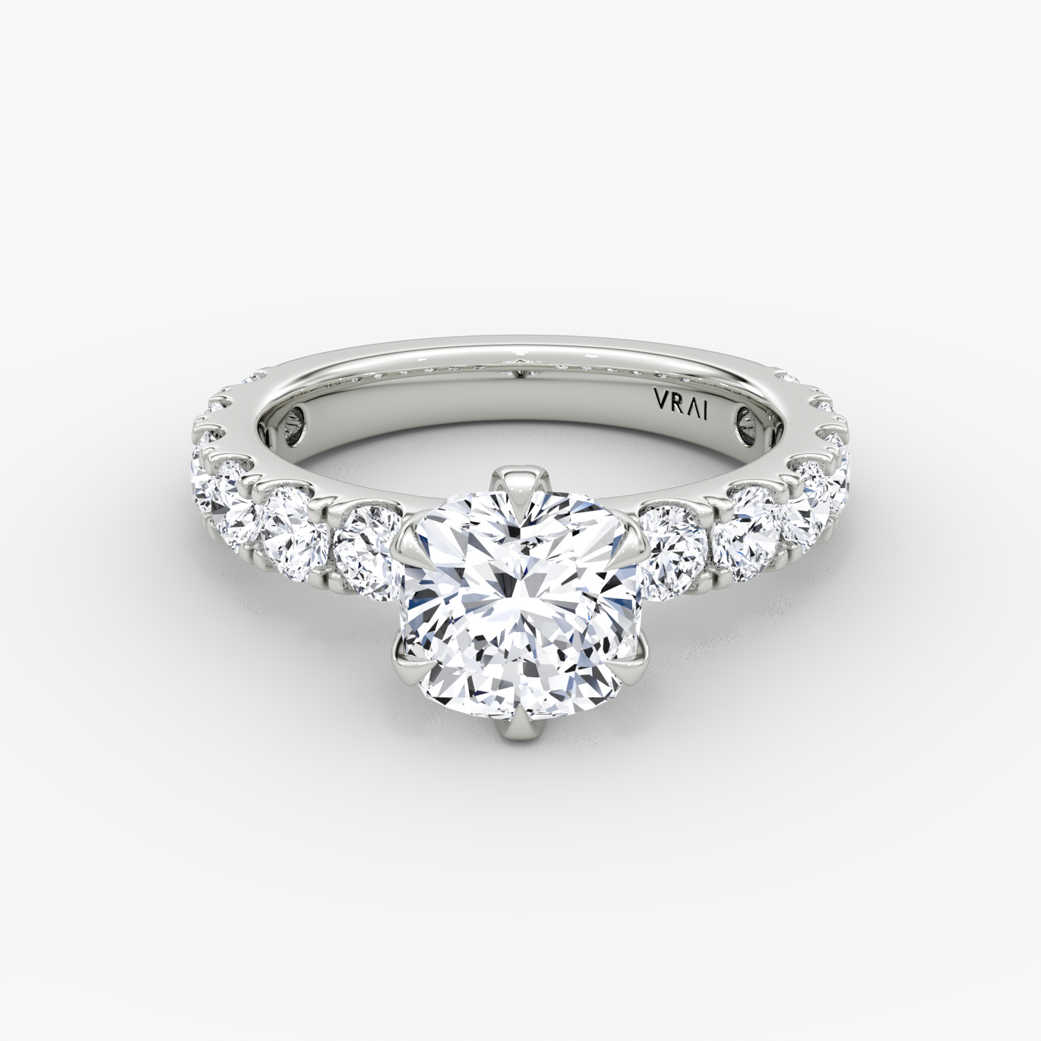 Amour Eternity Cushion Engagement Ring | 18k White Gold