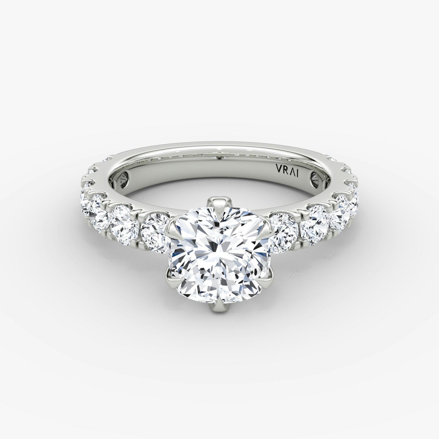 Amour Eternity Cushion Engagement Ring | 18k White Gold