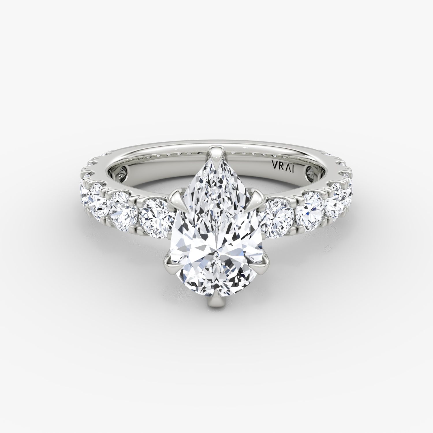 Amour Eternity Pear Engagement Ring | 18k White Gold