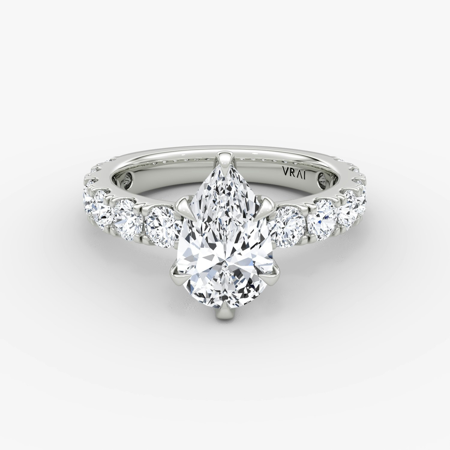 Amour Eternity Pear Engagement Ring | 18k White Gold
