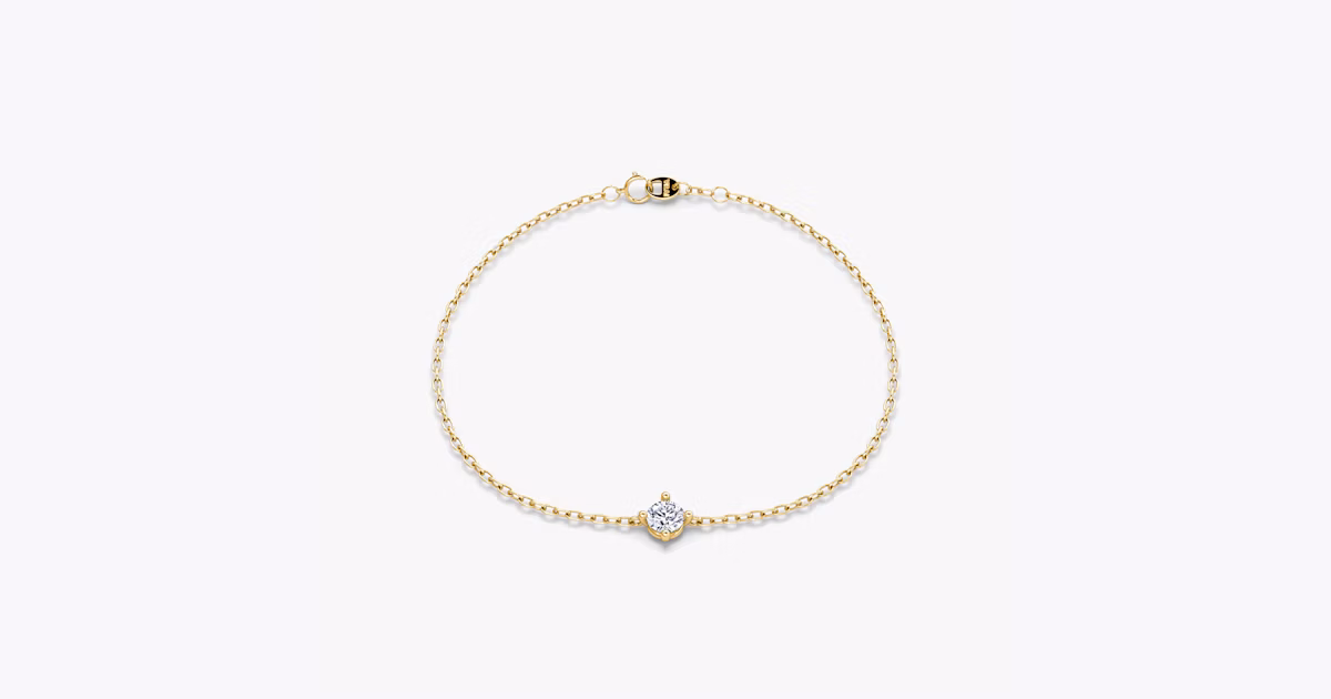 Petite Solitaire Bracelet in Yellow Gold with Round Brilliant VRAI Created Diamond