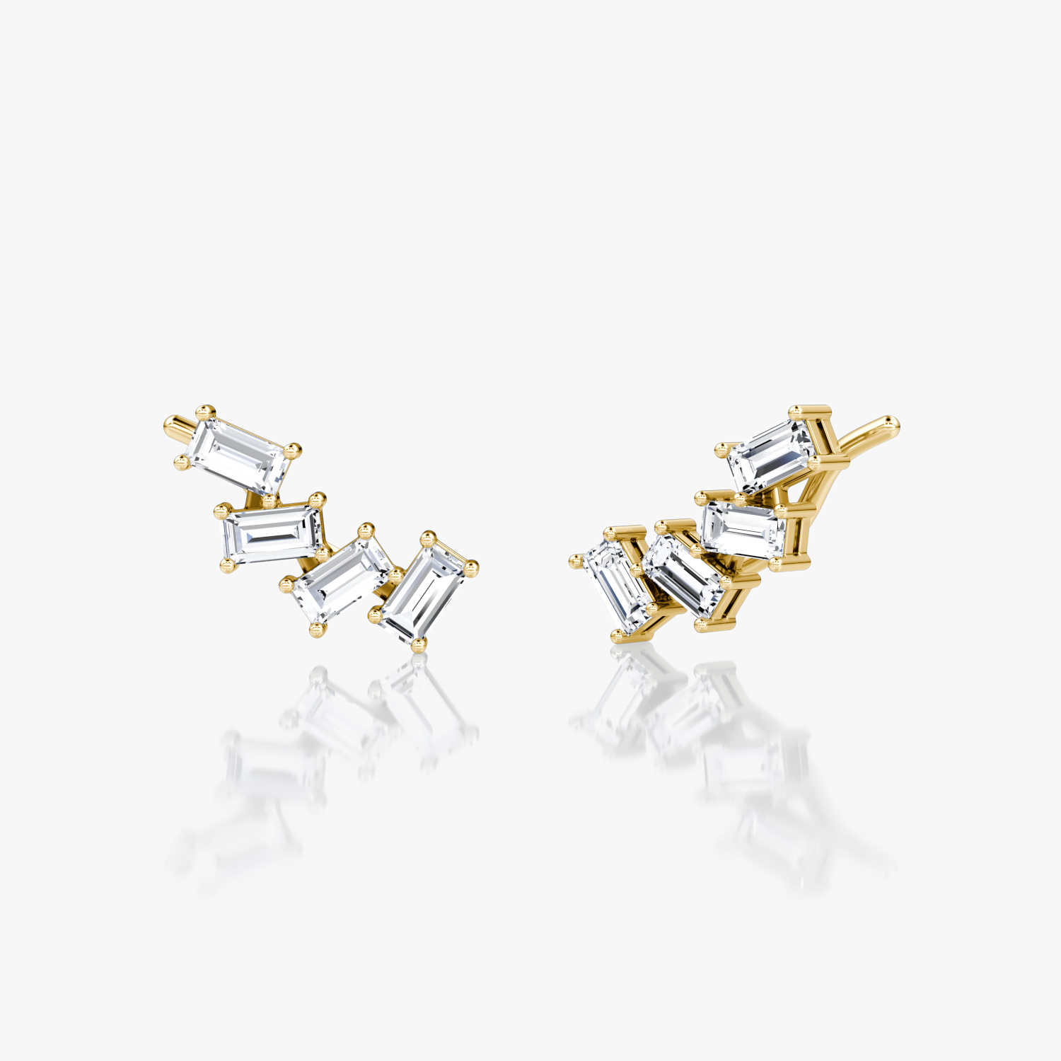 Petite Baguette Ear Climber 14k Yellow Gold