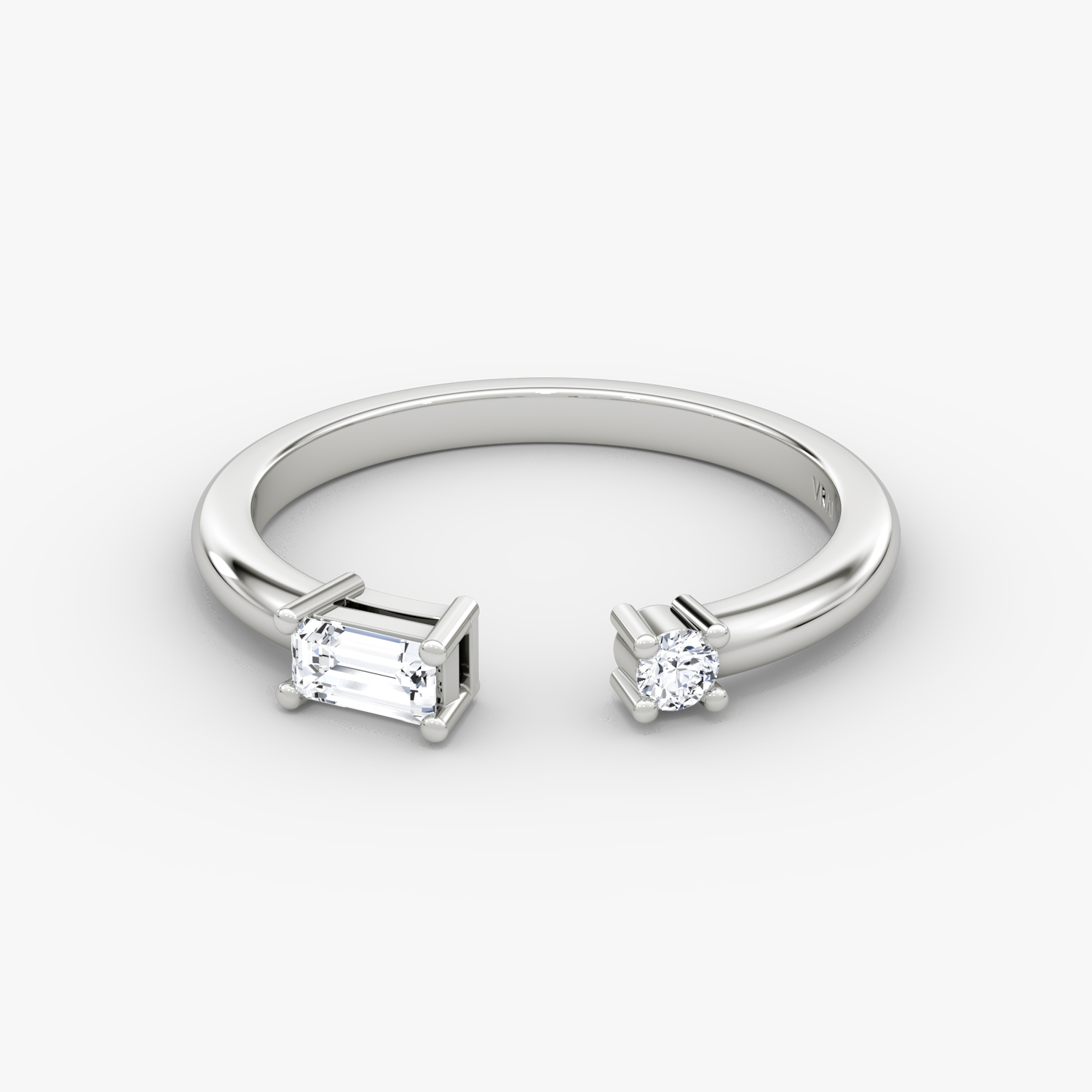 VRAI Petite East-West Cuff Round Brilliant Rings and Baguette | Sterling Silver
