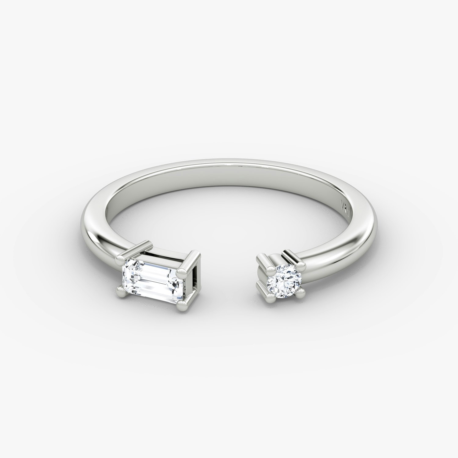 VRAI Petite East-West Cuff Round Brilliant Rings and Baguette | Sterling Silver