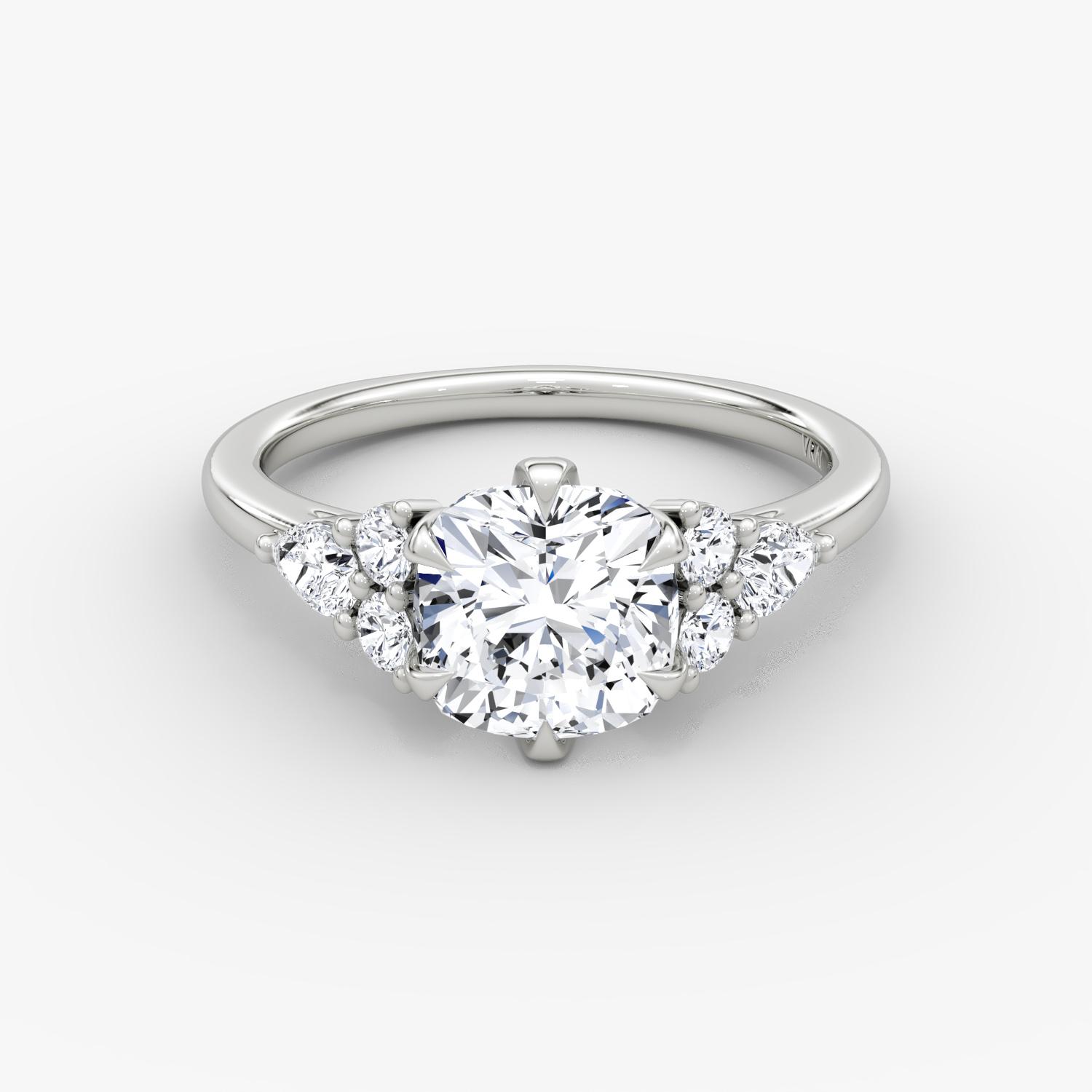 Pear Cluster Heirloom Cushion Engagement Ring | 18k White Gold