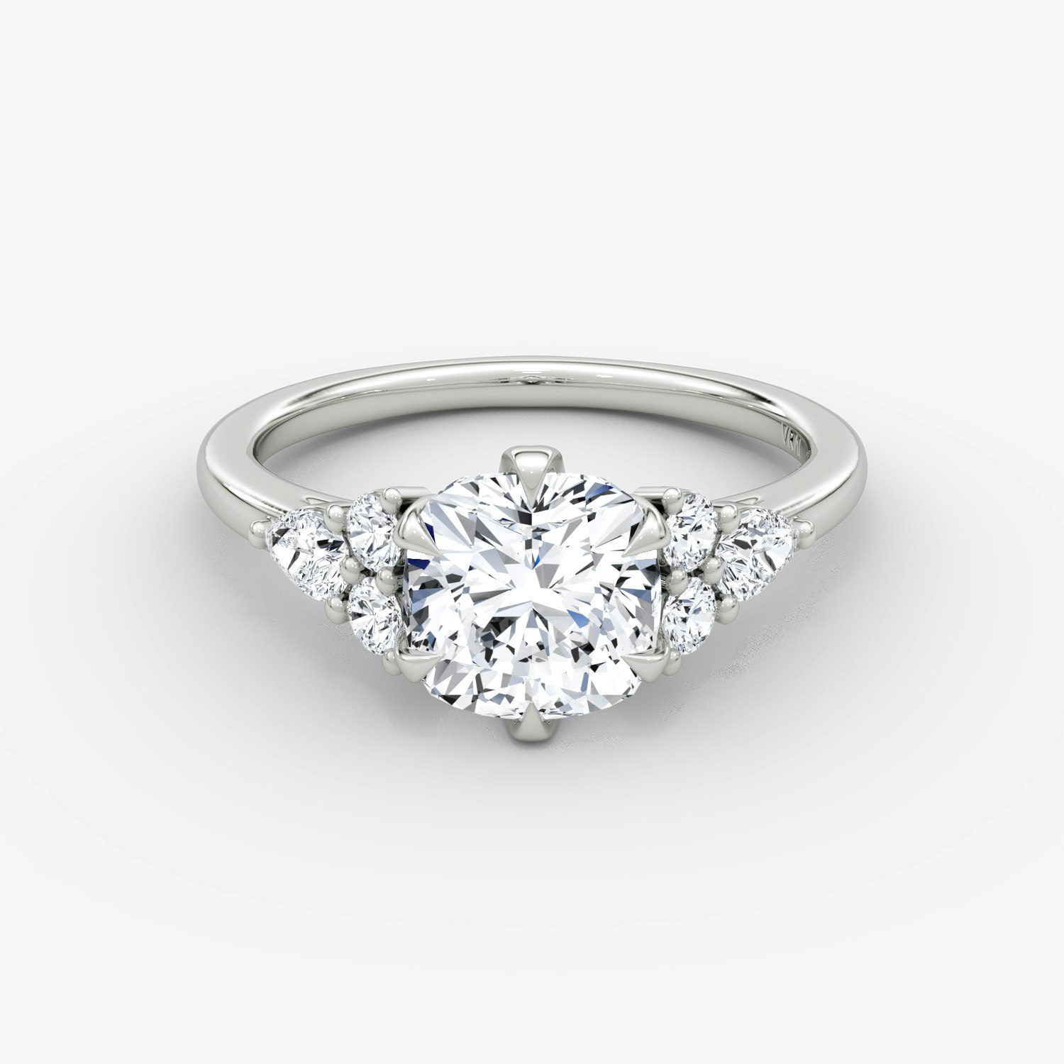 Pear Cluster Heirloom Cushion Engagement Ring | 18k White Gold