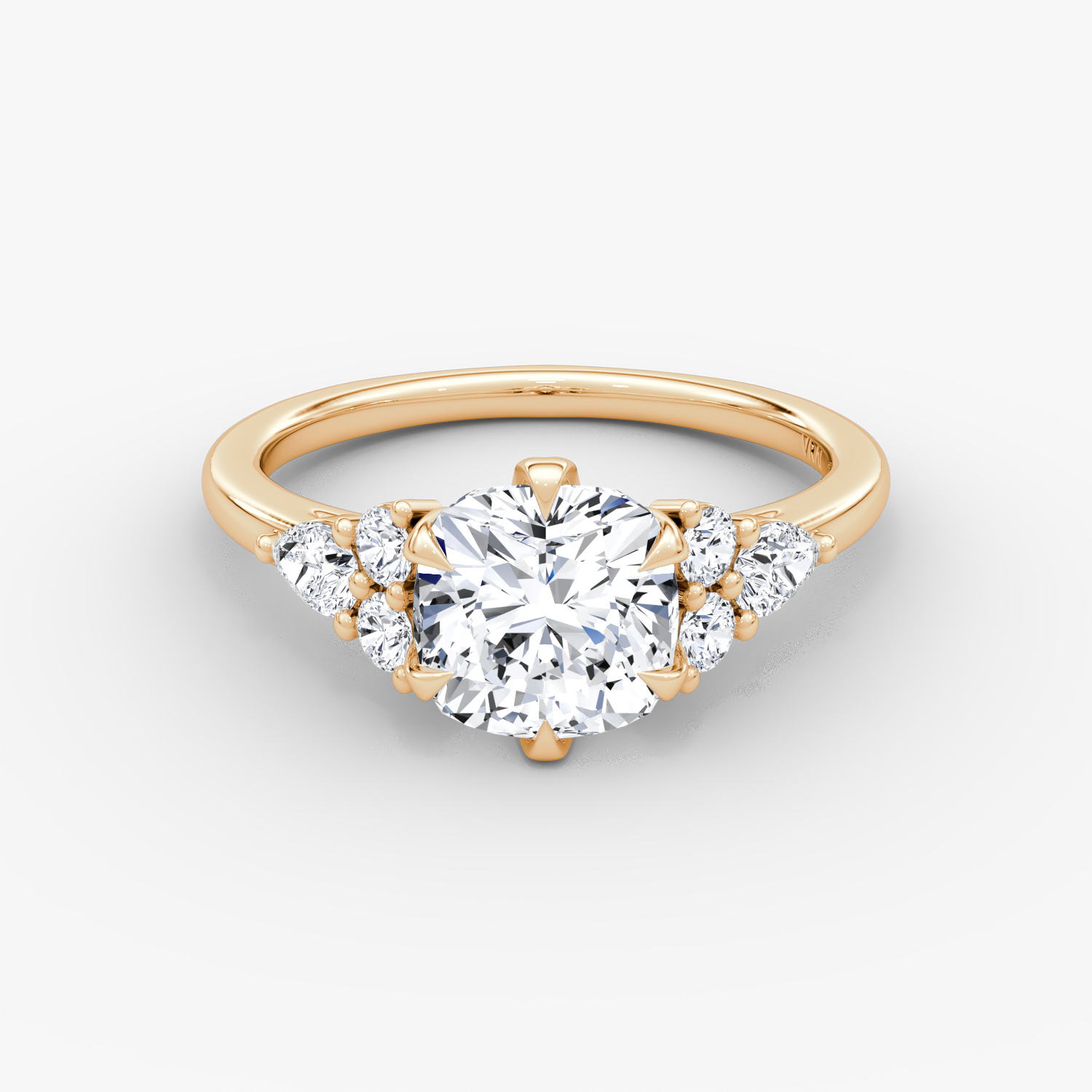 Pear Cluster Heirloom Cushion Engagement Ring | 14k Rose Gold