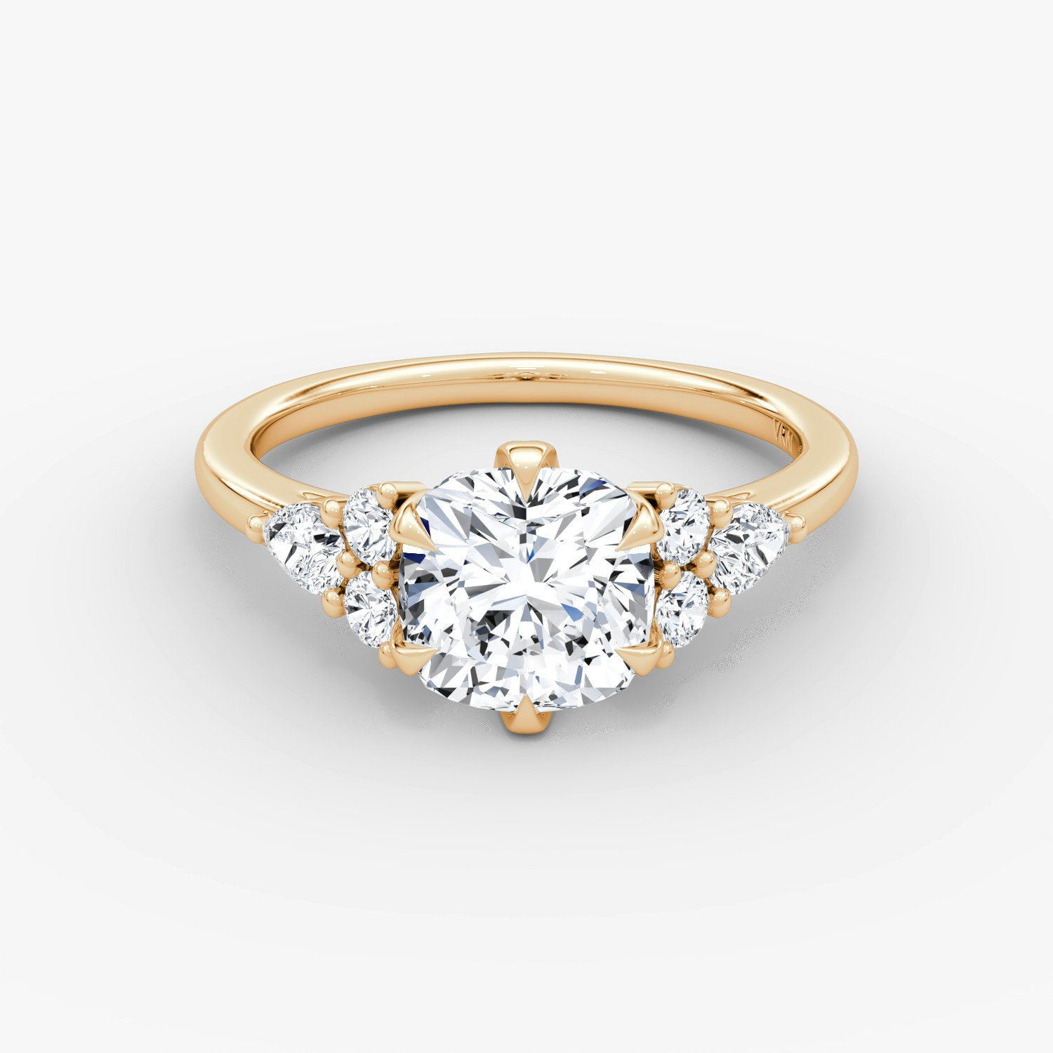 Pear Cluster Heirloom Cushion Engagement Ring | 14k Rose Gold
