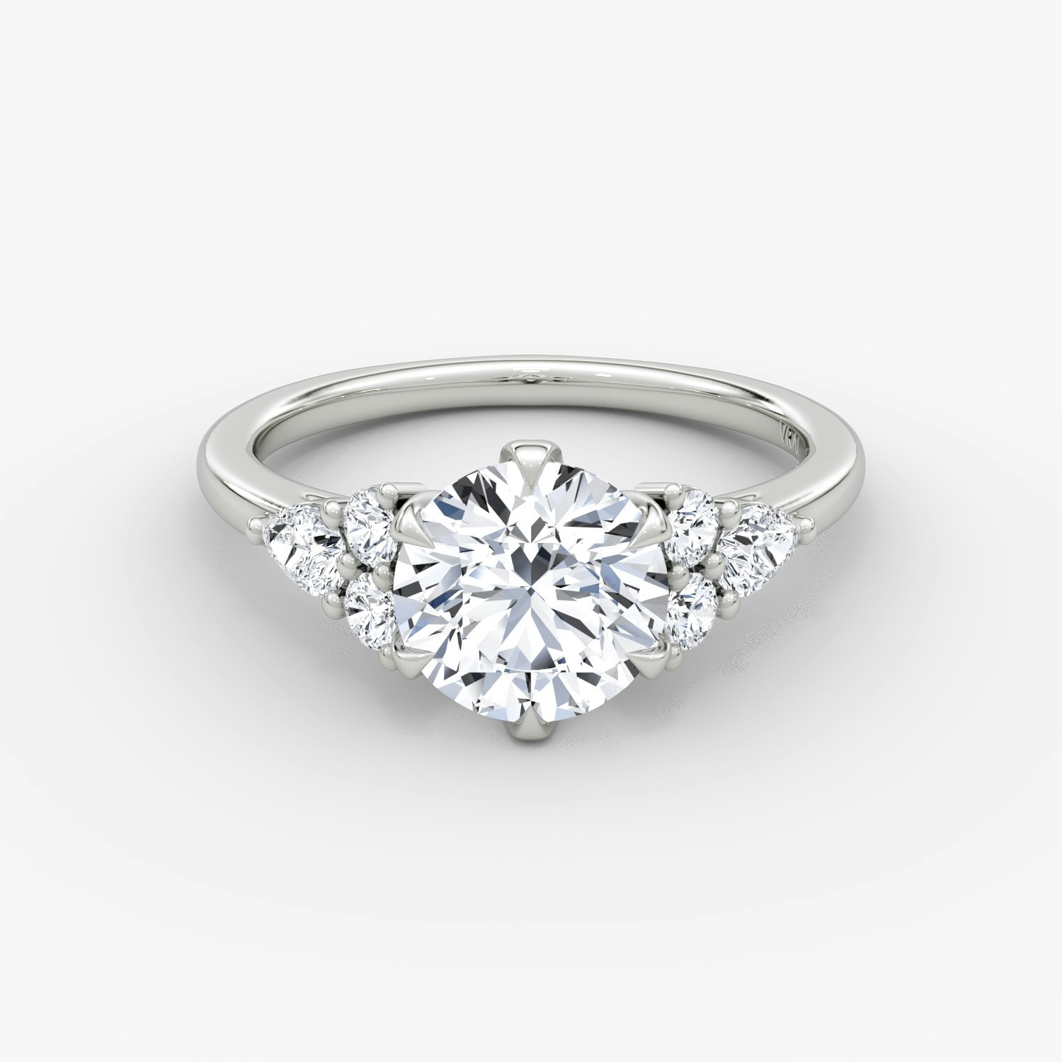 Pear Cluster Heirloom Radiant Engagement Ring | 18k White Gold