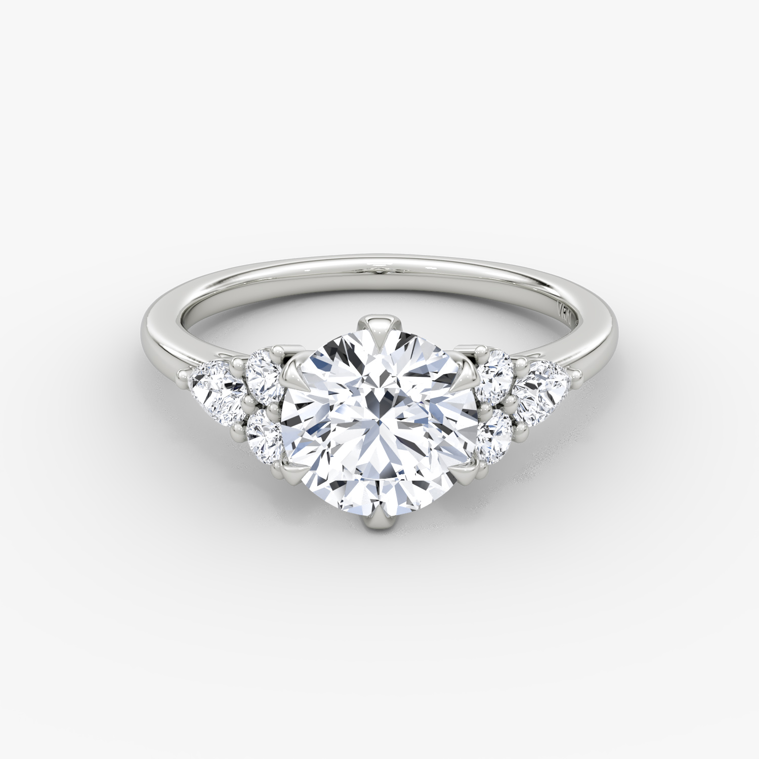 Pear Cluster Heirloom Round Brilliant Engagement Ring | 18k White Gold