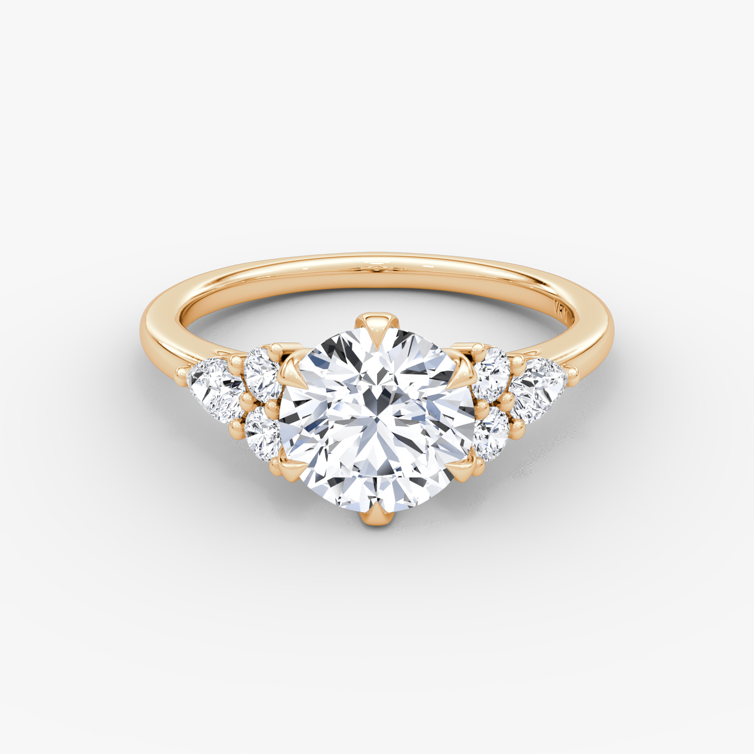 Pear Cluster Heirloom Round Brilliant Engagement Ring | 14k Rose Gold