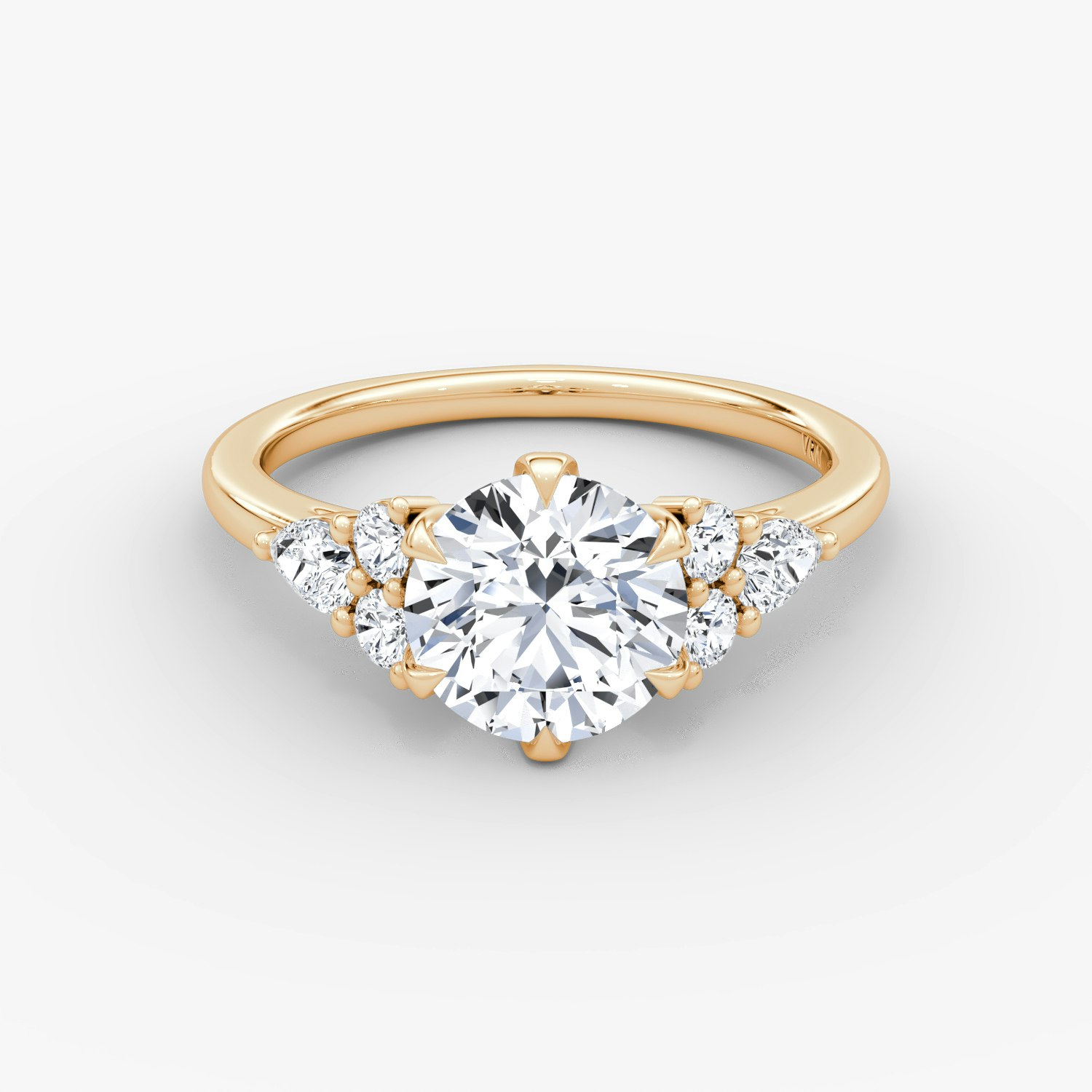 Pear Cluster Heirloom Round Brilliant Engagement Ring | 14k Rose Gold