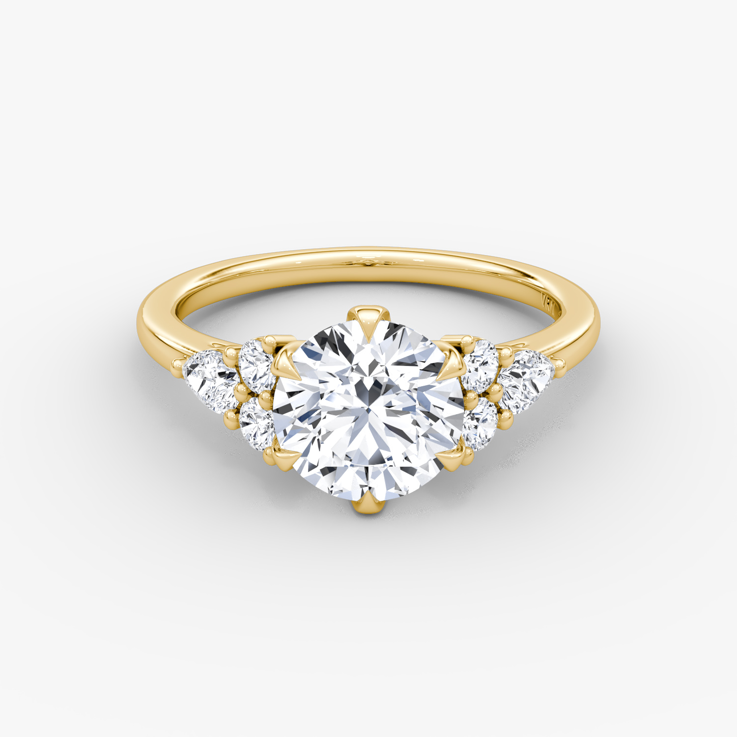 Pear Cluster Heirloom Radiant Engagement Ring | 18k Yellow Gold