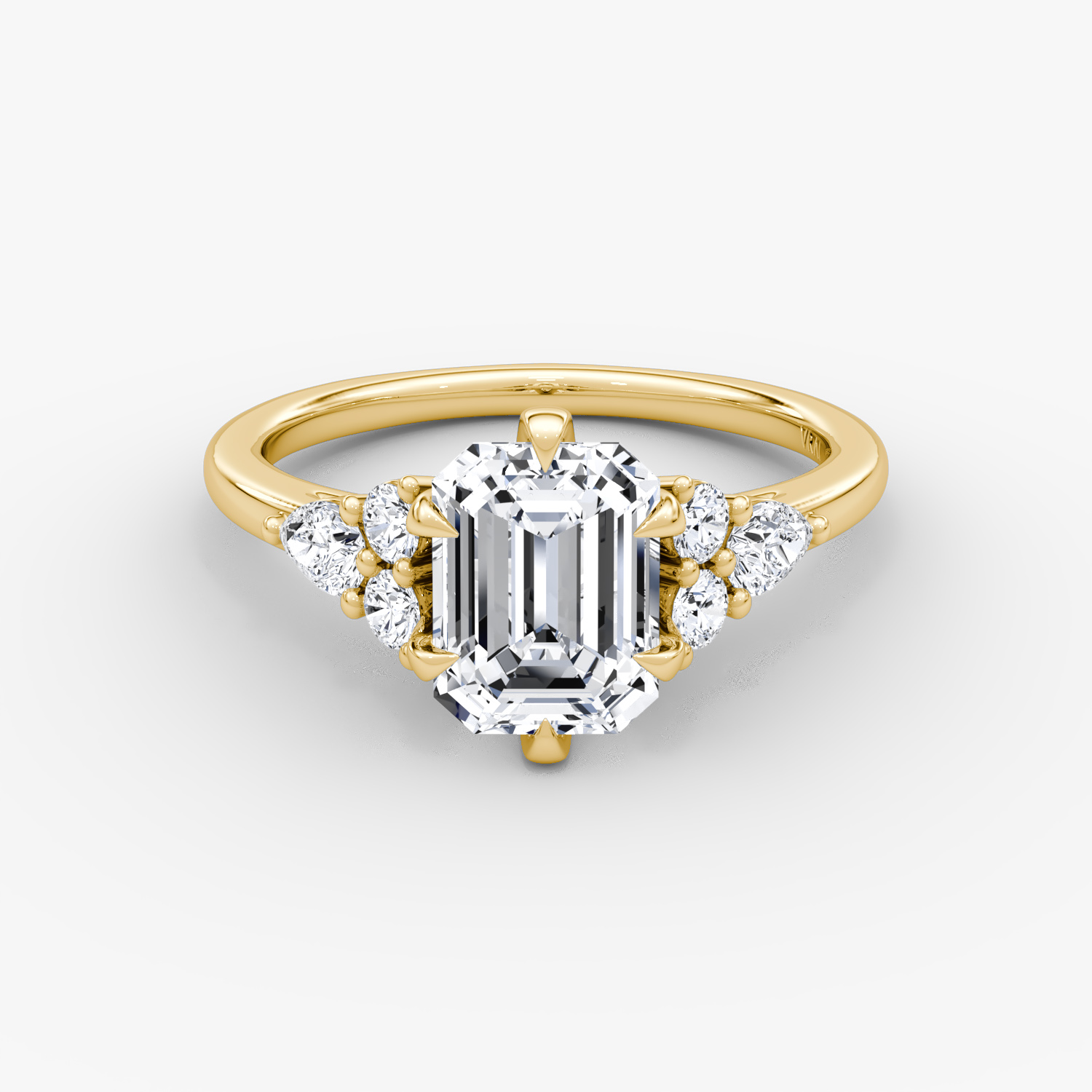 Pear Cluster Heirloom Emerald Engagement Ring | 18k Yellow Gold