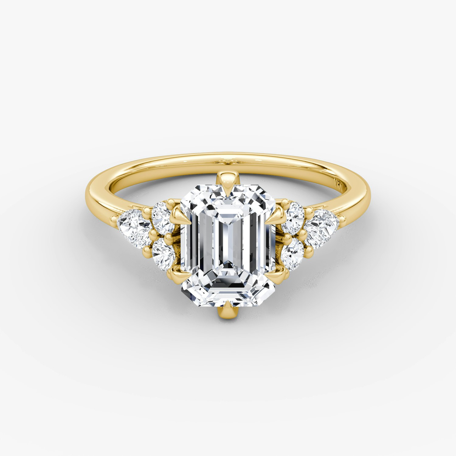 Pear Cluster Heirloom Emerald Engagement Ring | 18k Yellow Gold