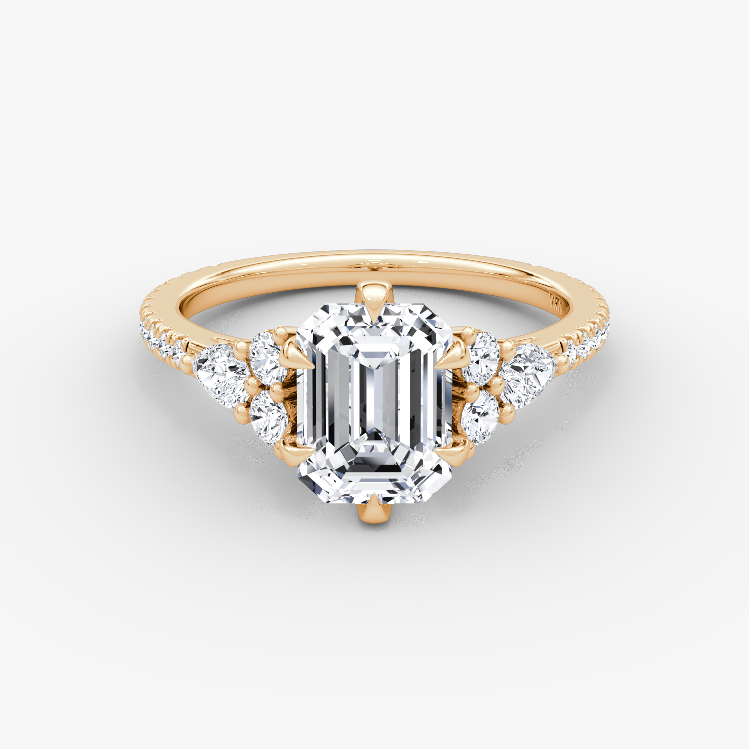 Pear Cluster Heirloom Emerald Engagement Ring | 14k Rose Gold