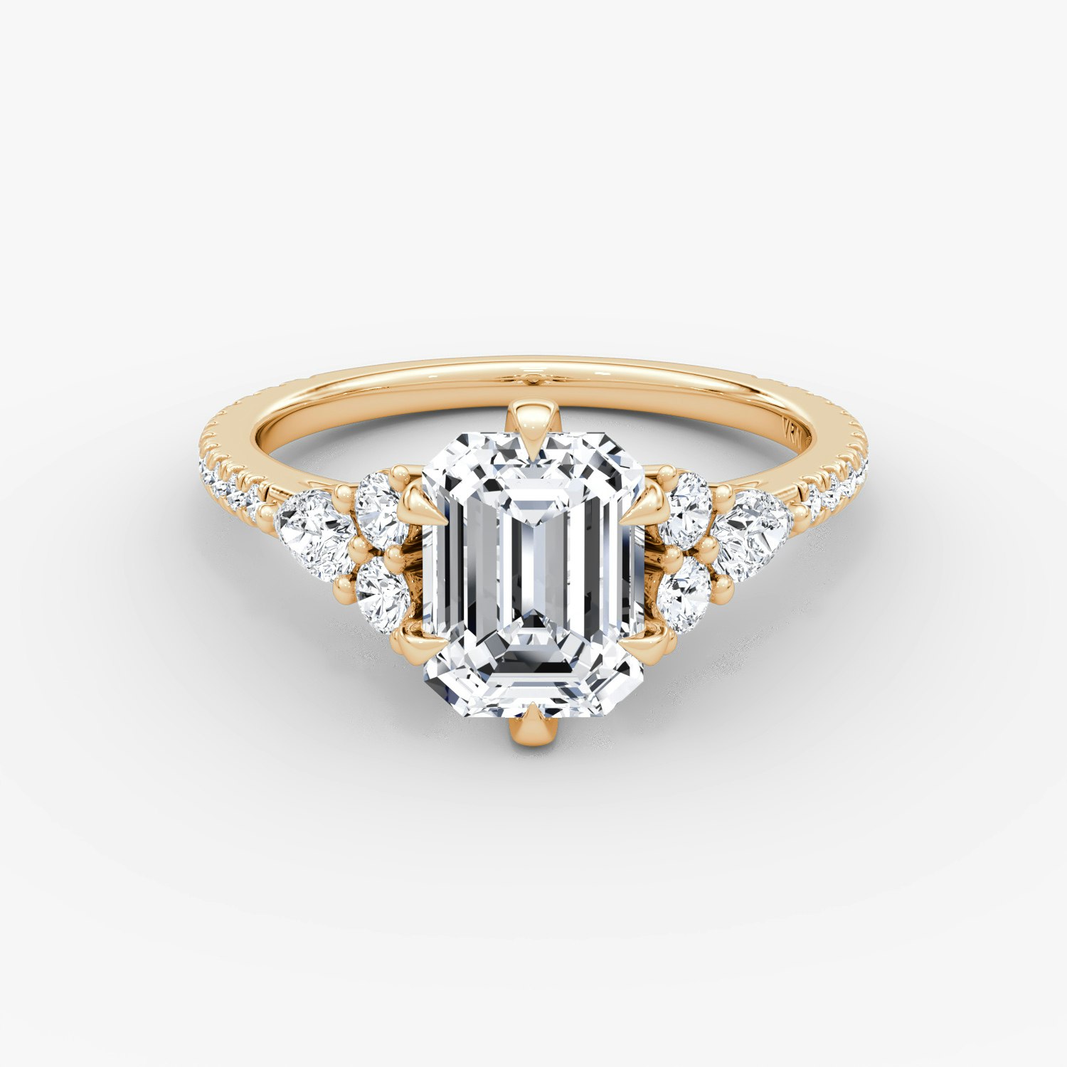 Pear Cluster Heirloom Emerald Engagement Ring | 14k Rose Gold