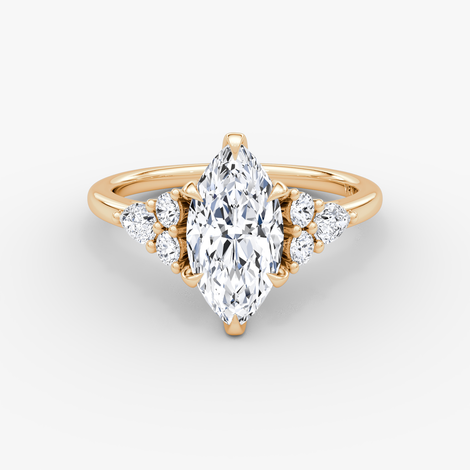 Pear Cluster Heirloom Marquise Engagement Ring | 14k Rose Gold