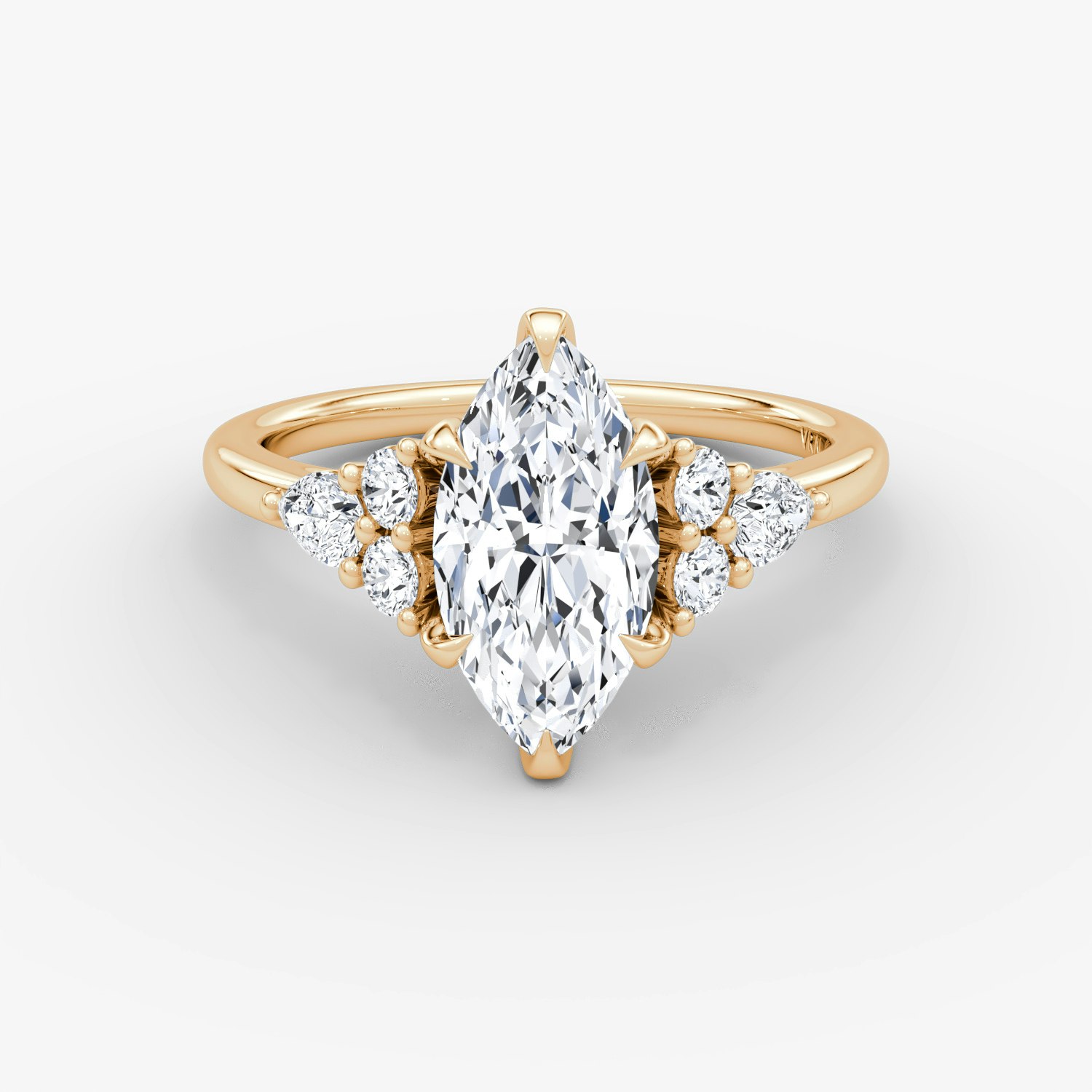 Pear Cluster Heirloom Marquise Engagement Ring | 14k Rose Gold