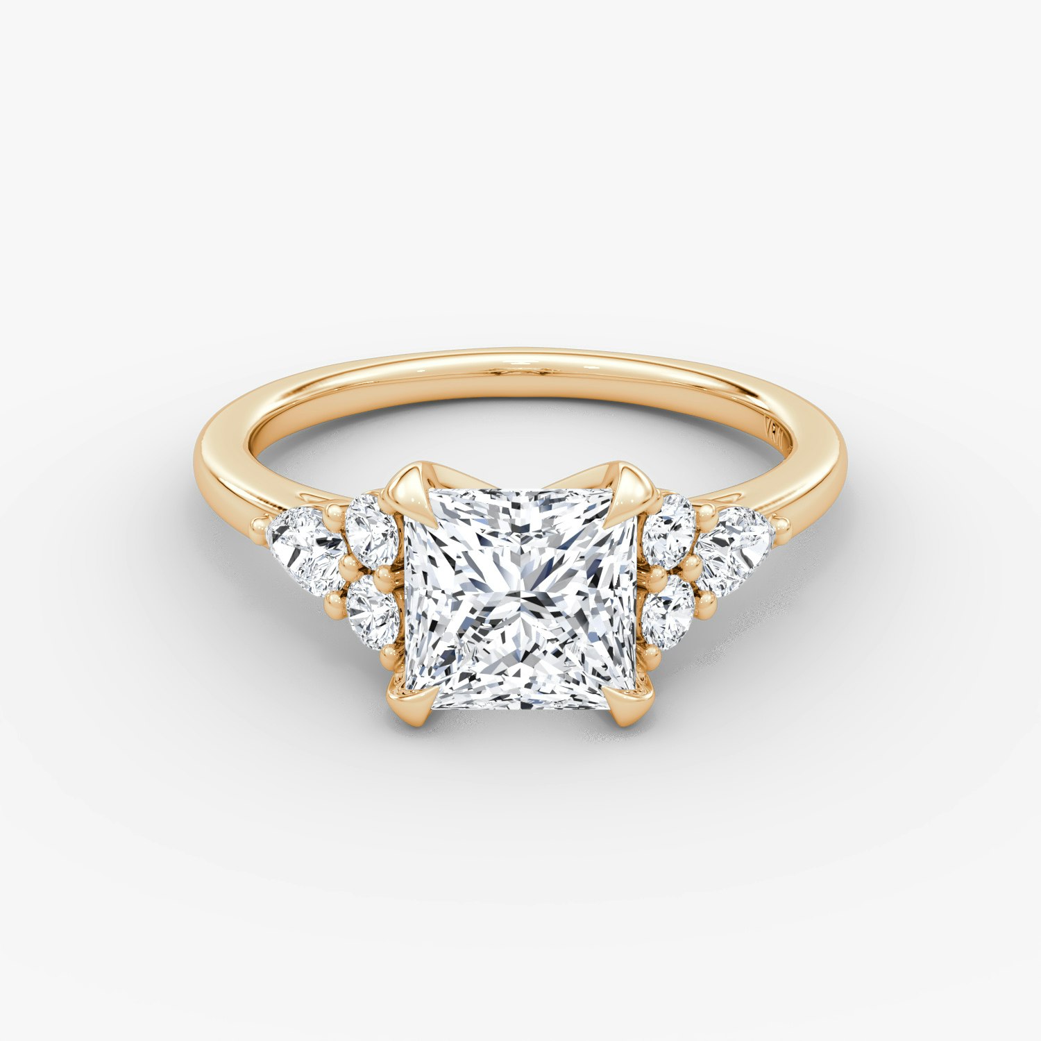 Pear Cluster Heirloom Princess Engagement Ring | 14k Rose Gold