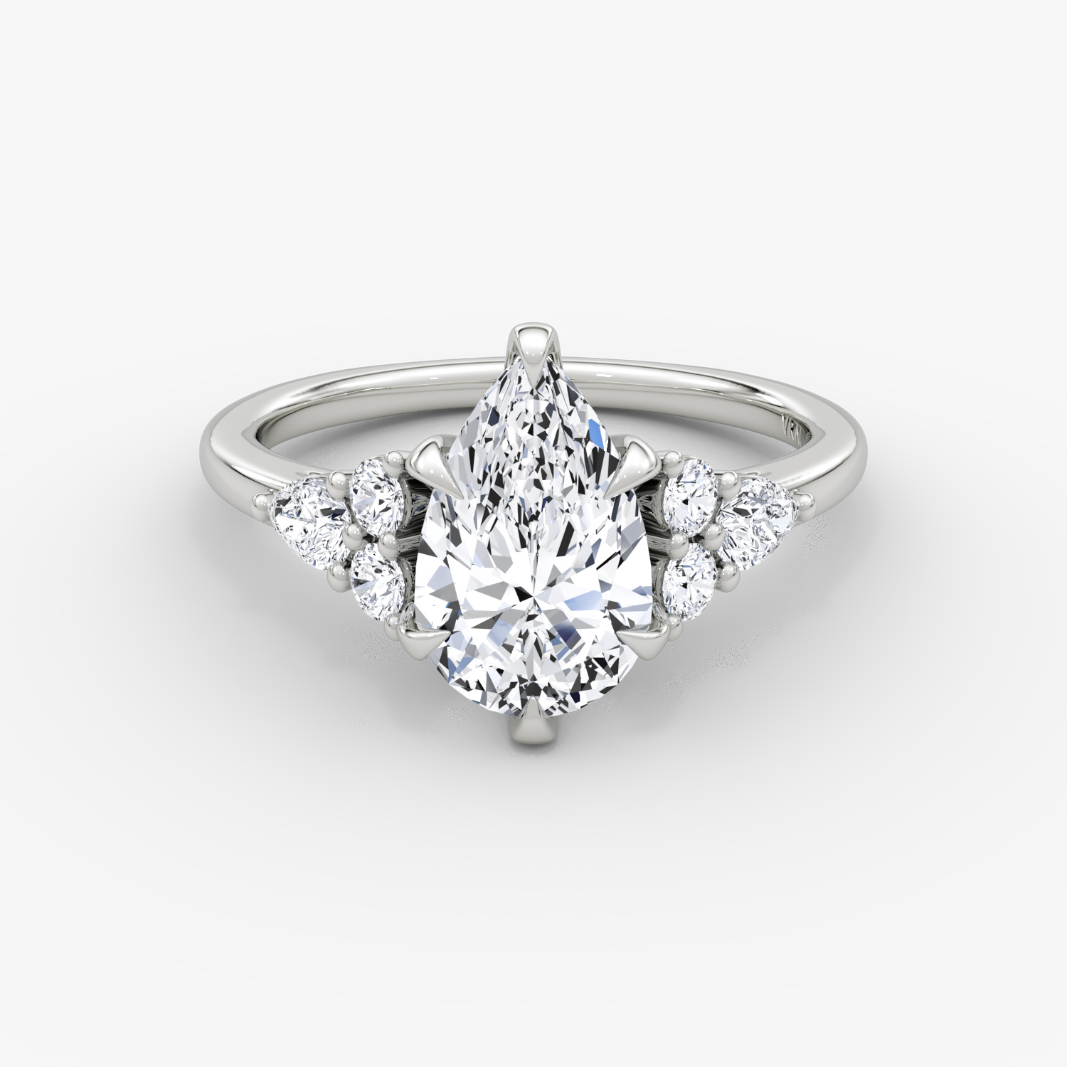 Pear Cluster Heirloom Pear Engagement Ring | 18k White Gold