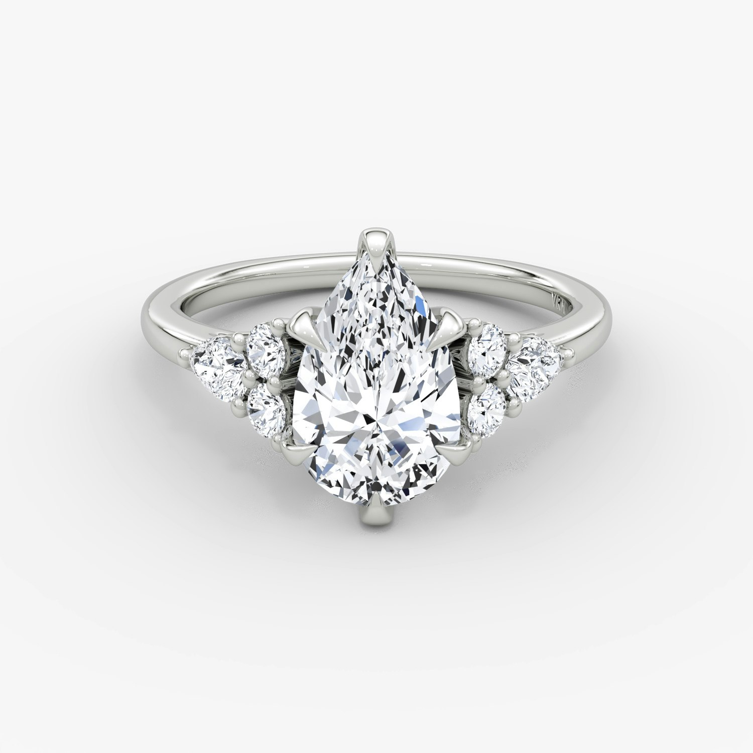 Pear Cluster Heirloom Pear Engagement Ring | 18k White Gold