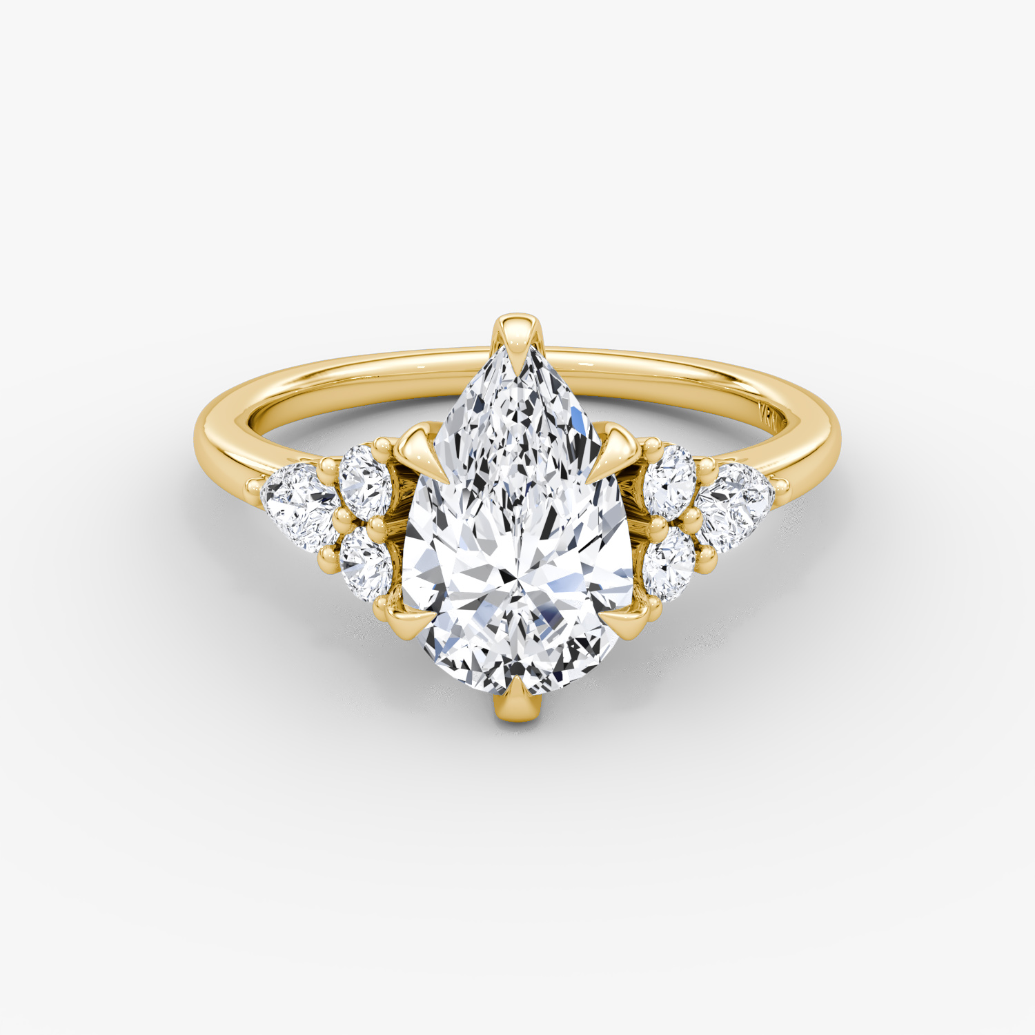 Pear Cluster Heirloom Pear Engagement Ring | 18k Yellow Gold