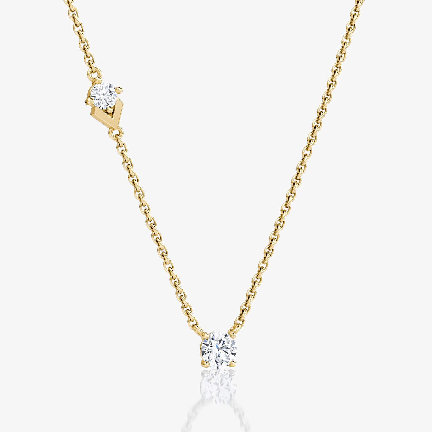 VRAI Toi et Moi Echo Round Brilliant Necklaces | 14k Yellow Gold