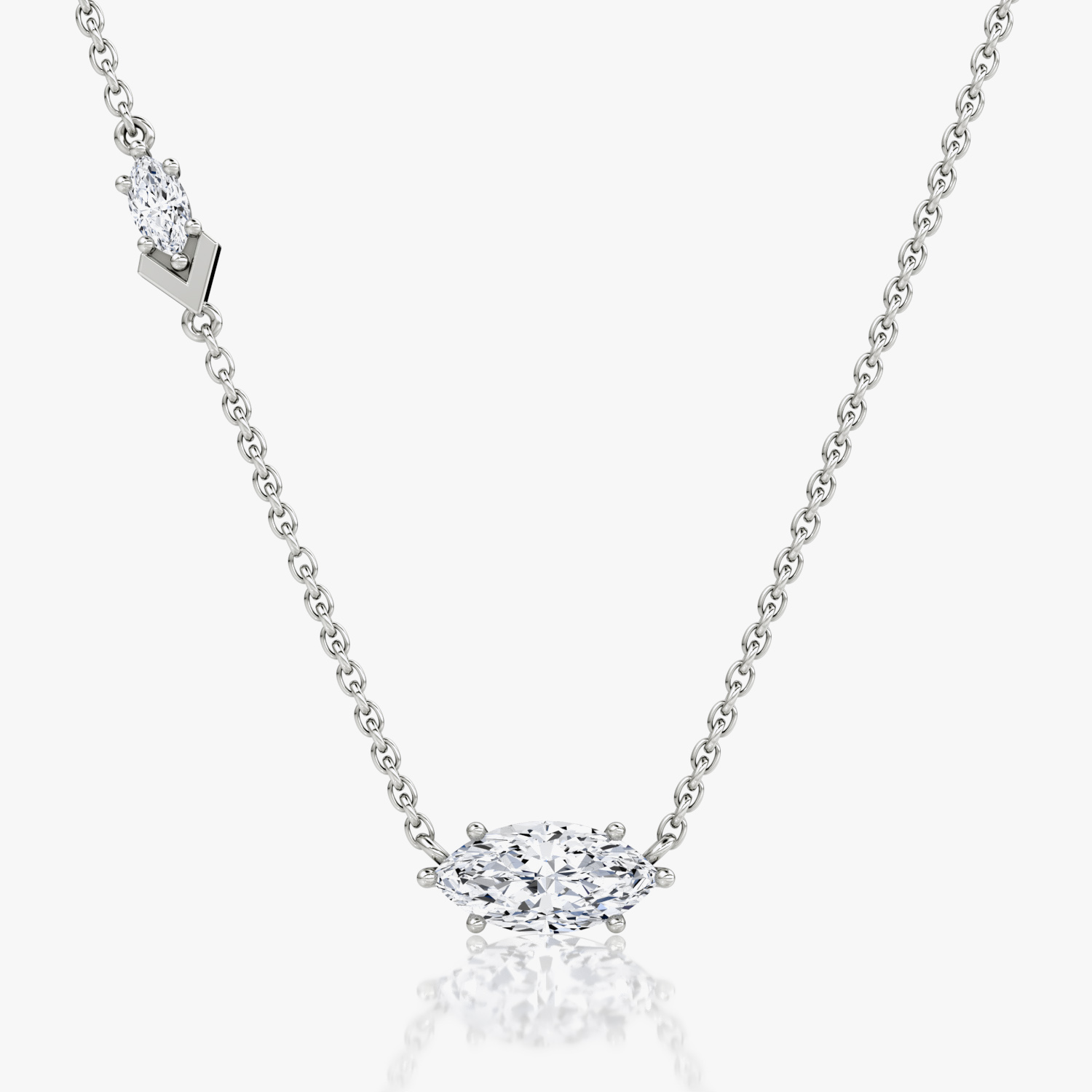 VRAI Toi et Moi Echo Marquise Necklaces | 14k White Gold