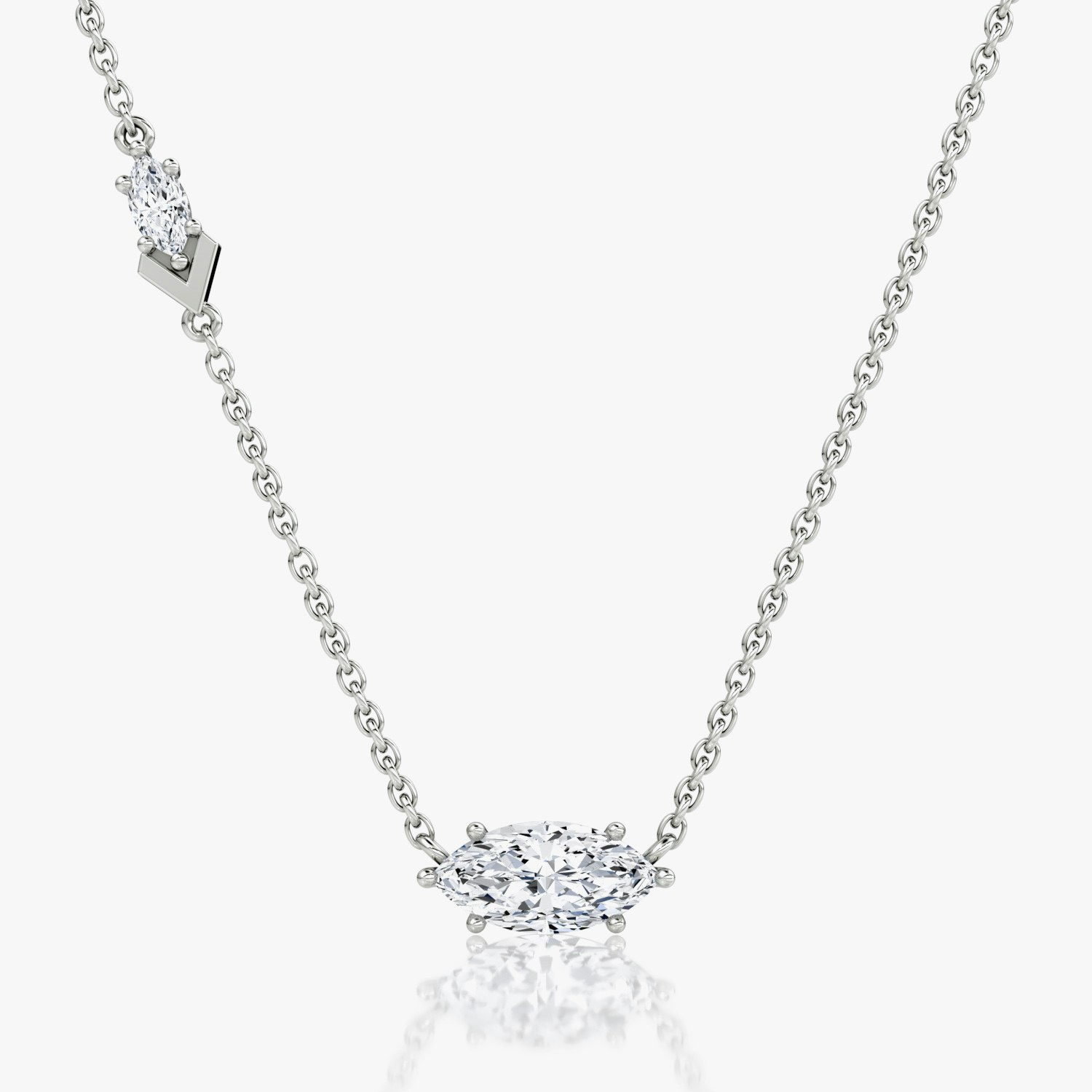 VRAI Toi et Moi Echo Marquise Necklaces | 14k White Gold