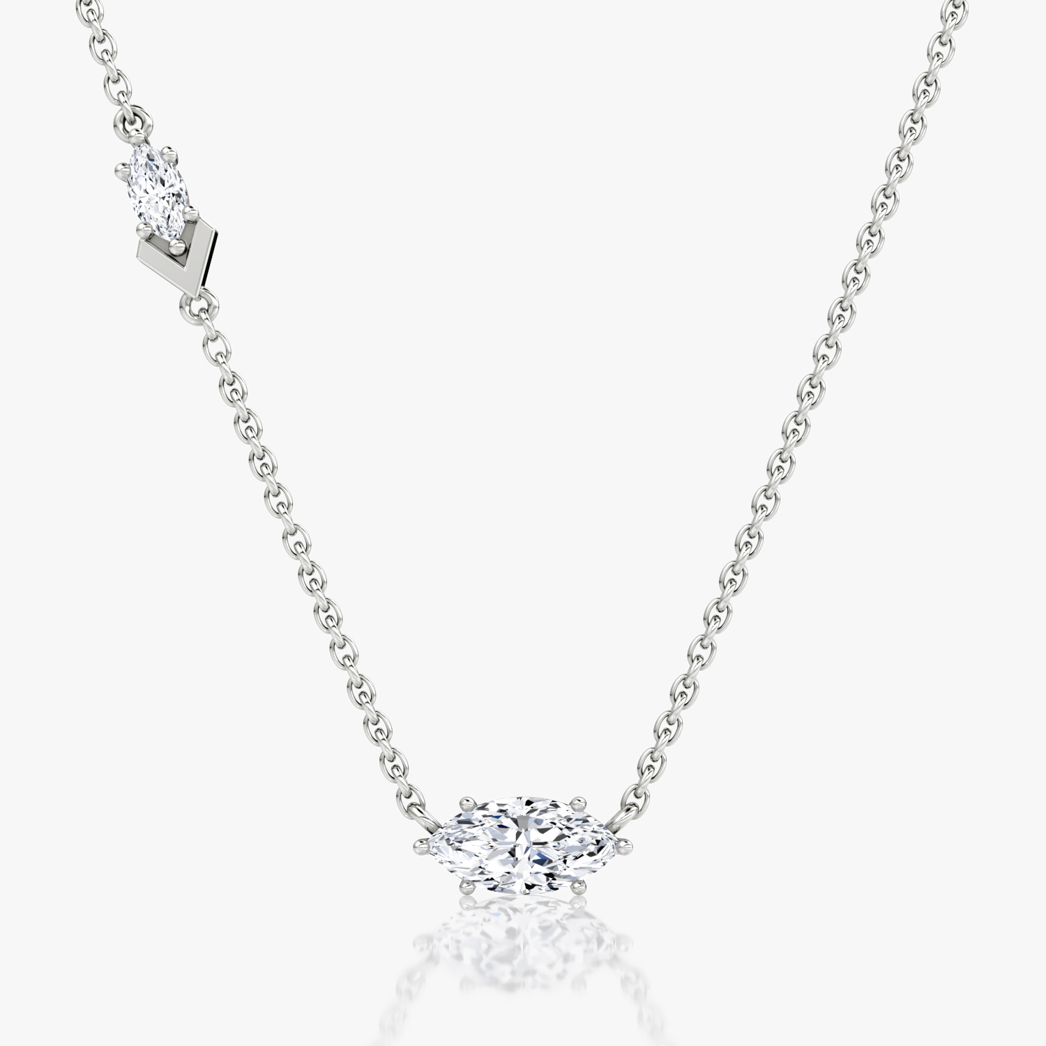VRAI Toi et Moi Echo Marquise Necklaces | 14k White Gold