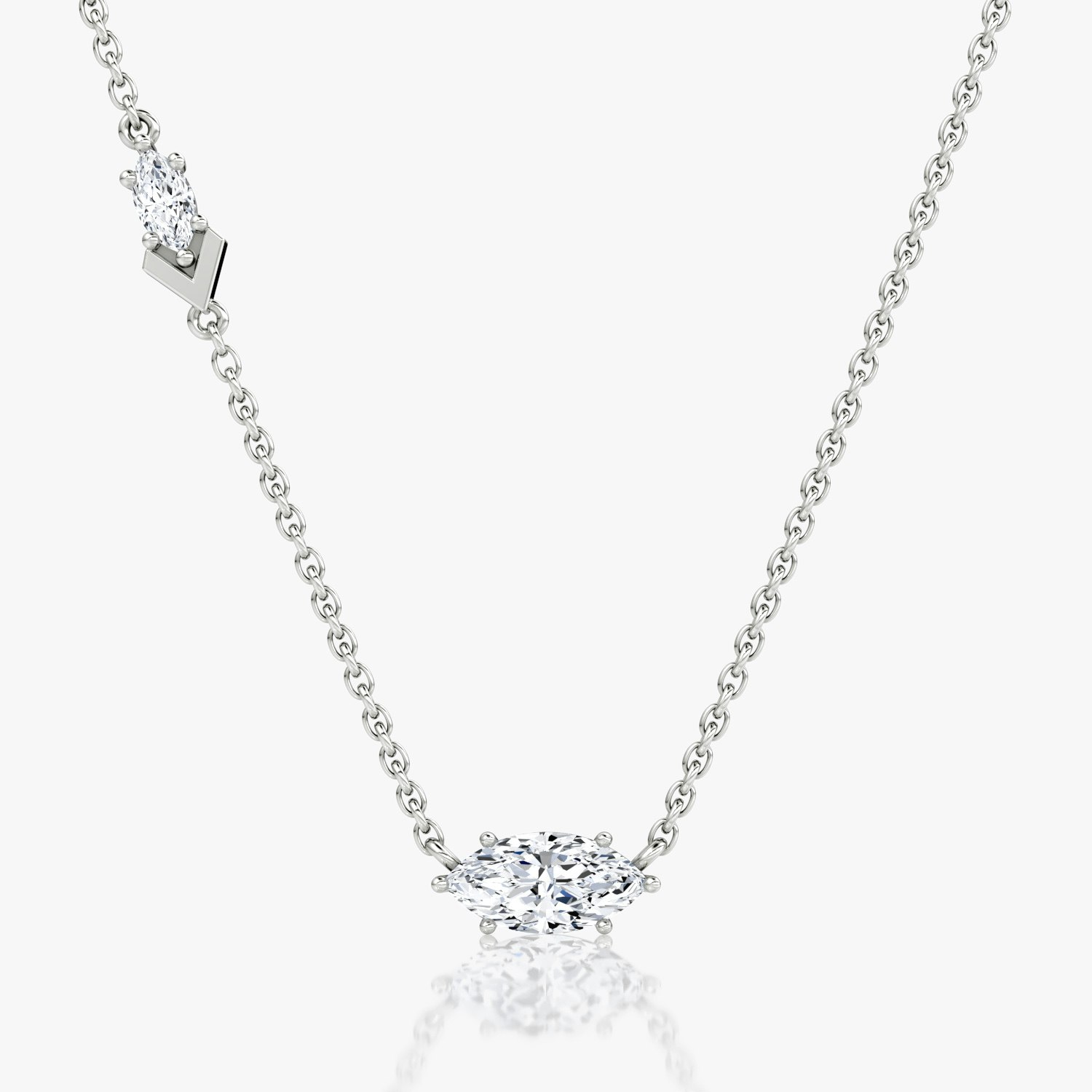 VRAI Toi et Moi Echo Marquise Necklaces | 14k White Gold