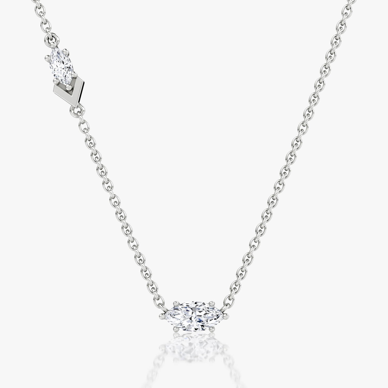 VRAI Toi et Moi Echo Marquise Necklaces | 14k White Gold
