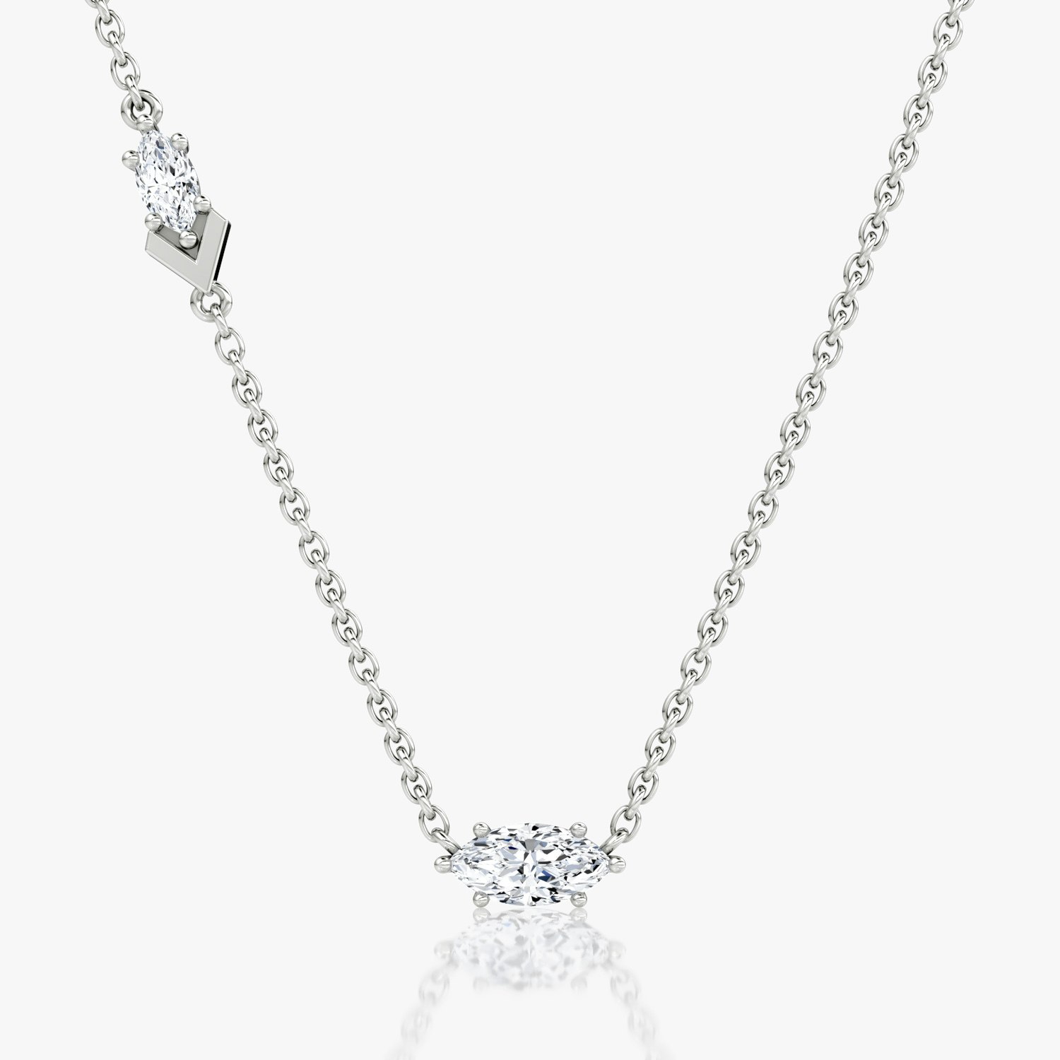 VRAI Toi et Moi Echo Marquise Necklaces | 14k White Gold