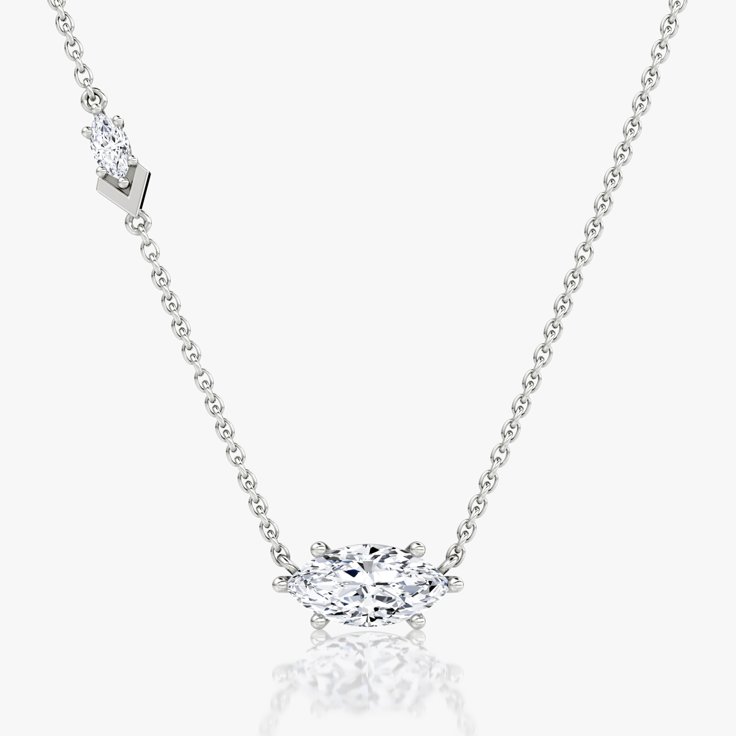 VRAI Toi et Moi Echo Marquise Necklaces | 14k White Gold