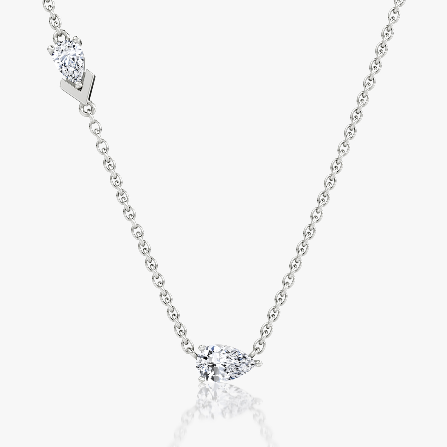 VRAI Toi et Moi Echo Pear Necklaces | 14k White Gold