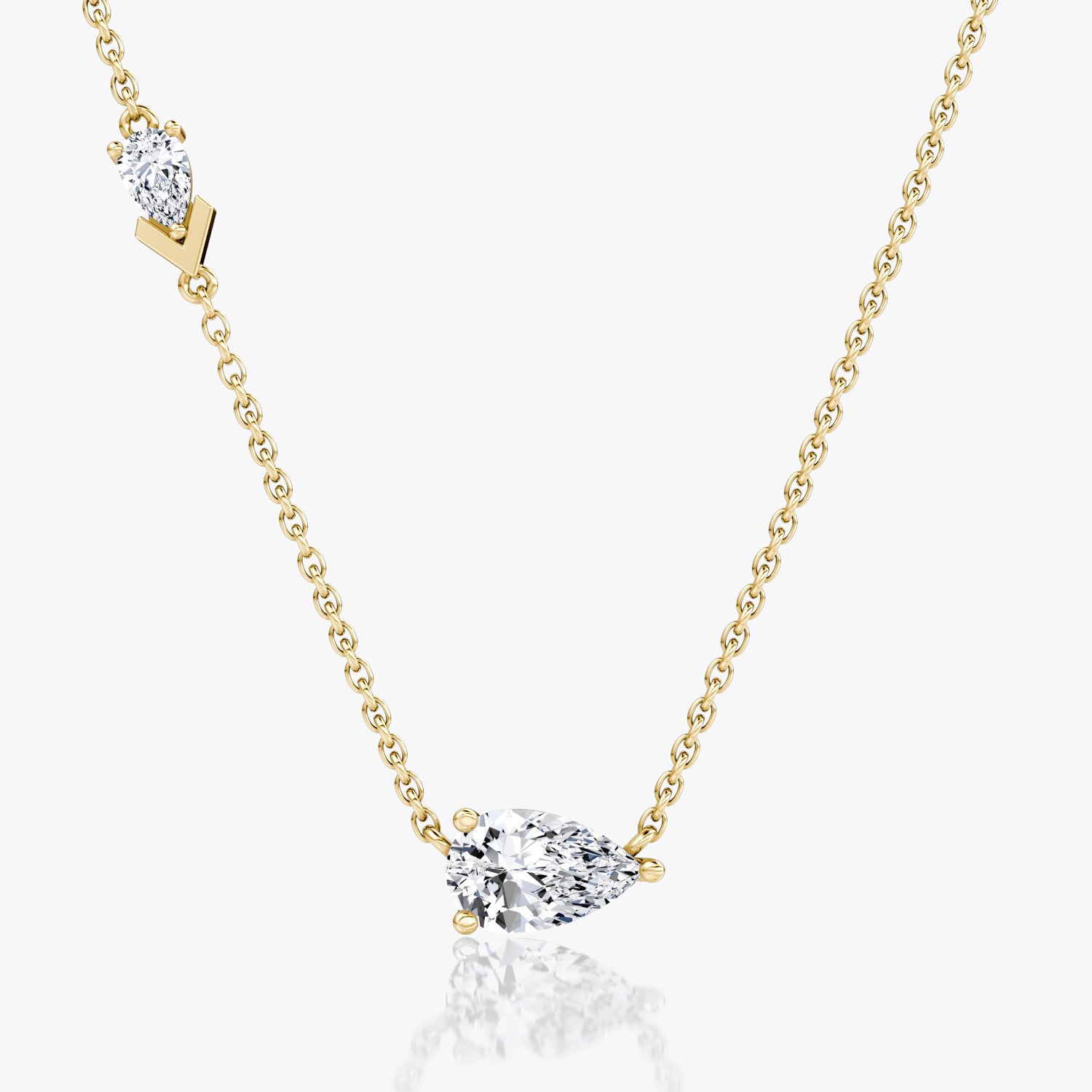 VRAI Toi et Moi Echo Pear Necklaces | 14k Yellow Gold
