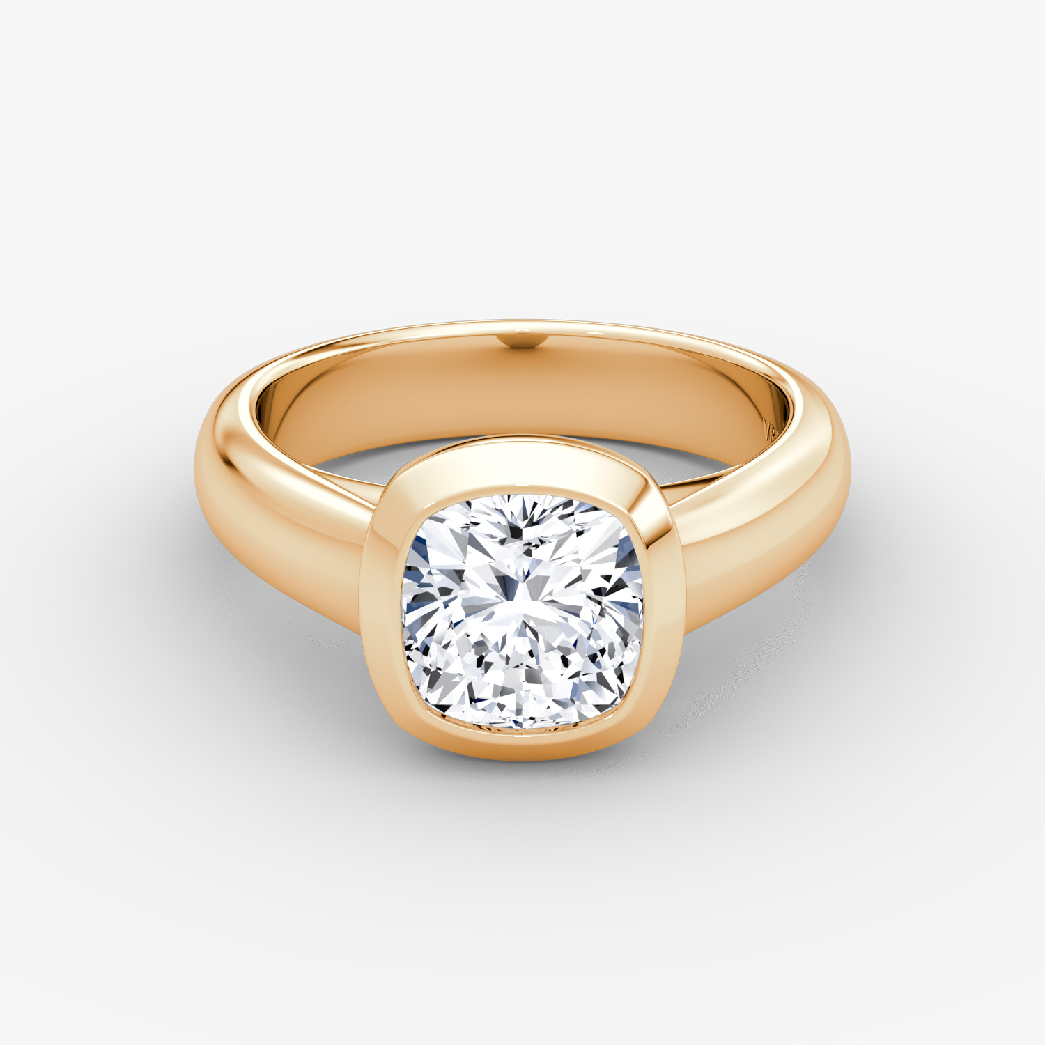 Sculpture Bezel Cushion Engagement Ring | 14k Rose Gold