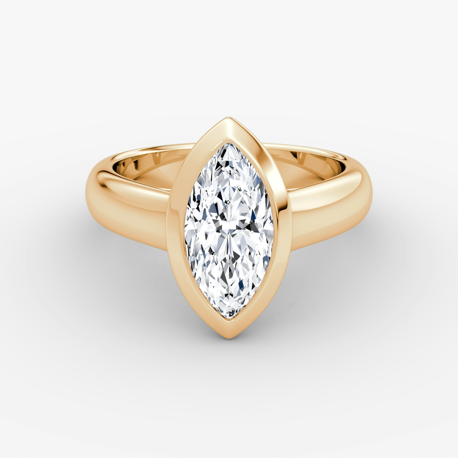 Sculpture Bezel Marquise Engagement Ring | 14k Rose Gold