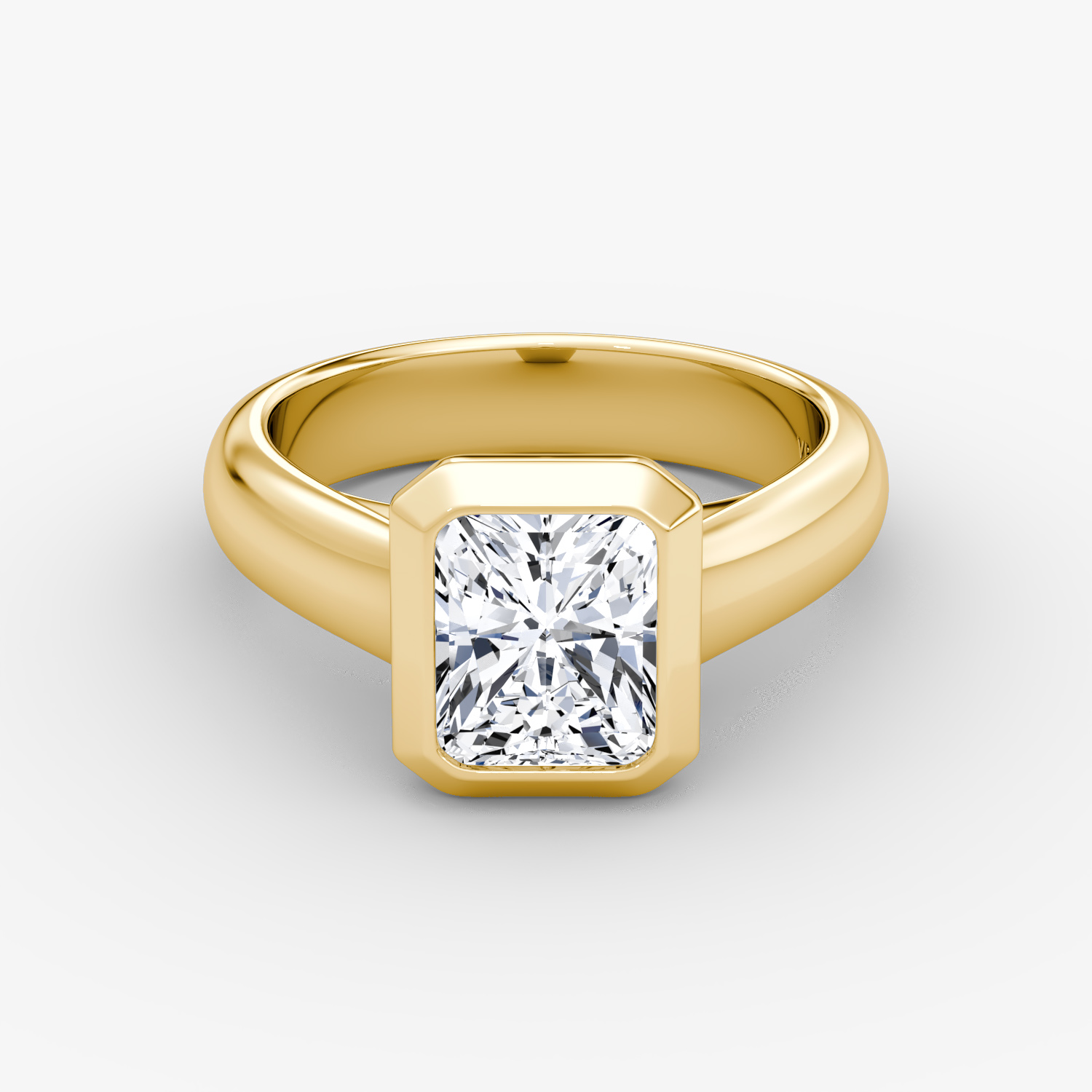 Sculpture Bezel Radiant Engagement Ring | 18k Yellow Gold