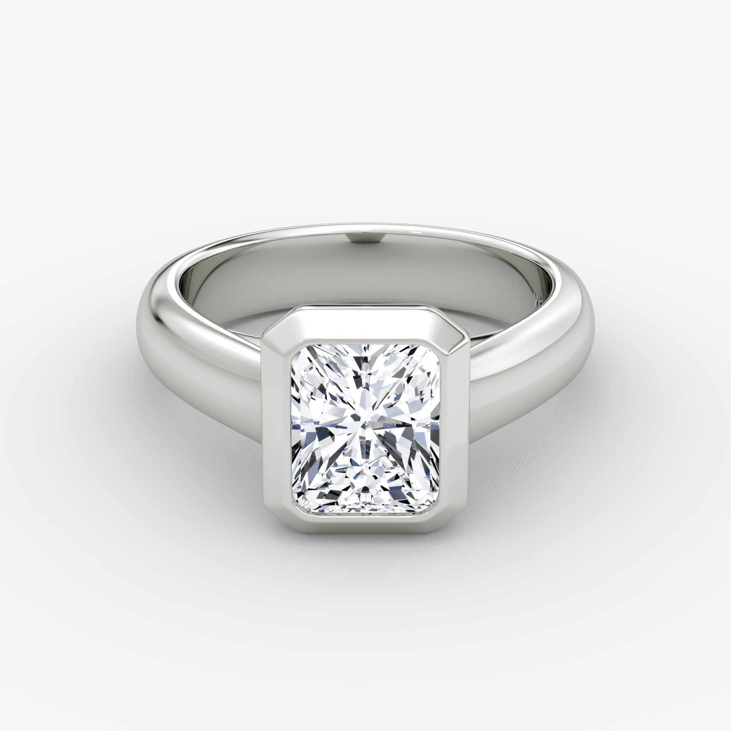 Sculpture Bezel Radiant Engagement Ring | 18k White Gold