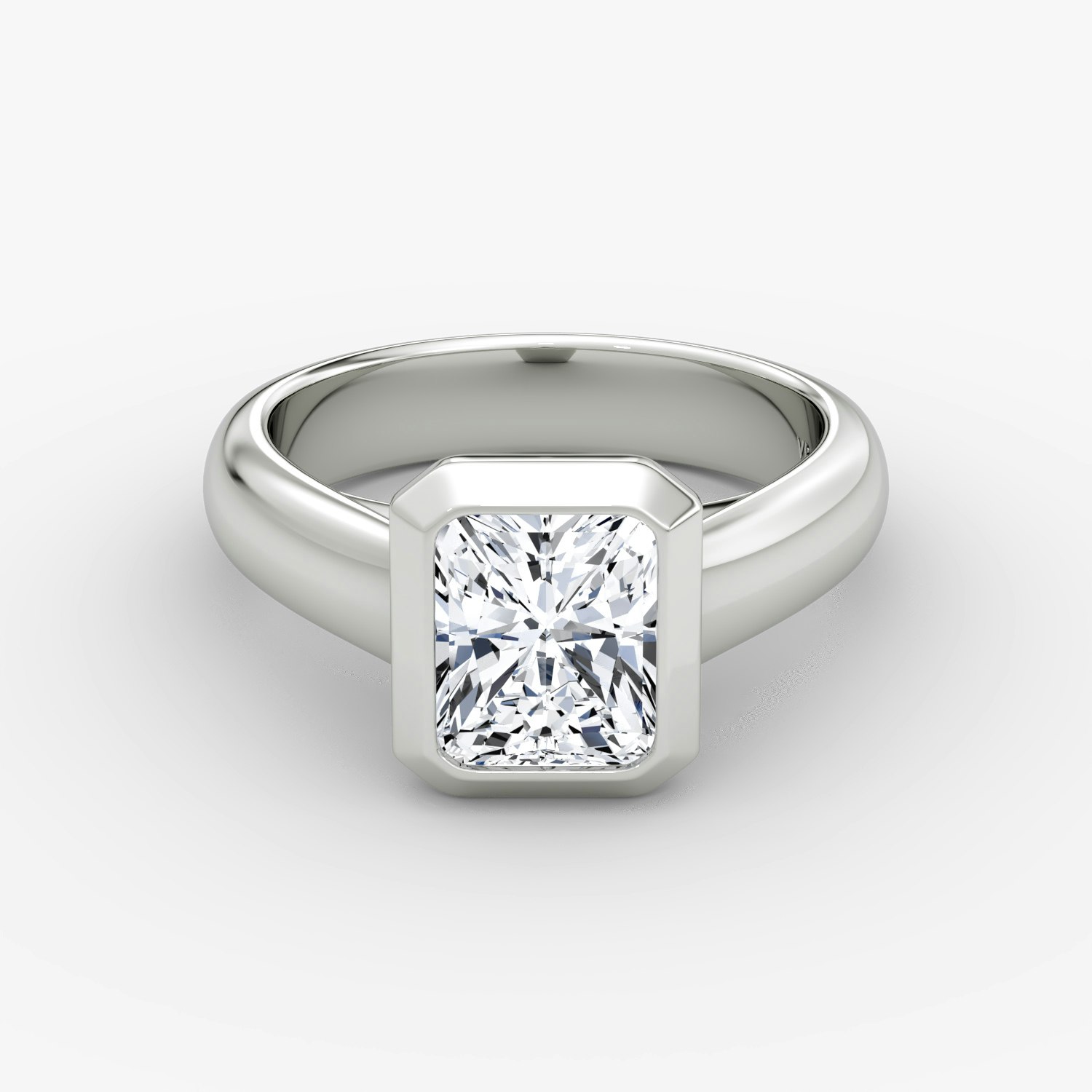 Sculpture Bezel Radiant Engagement Ring | 18k White Gold