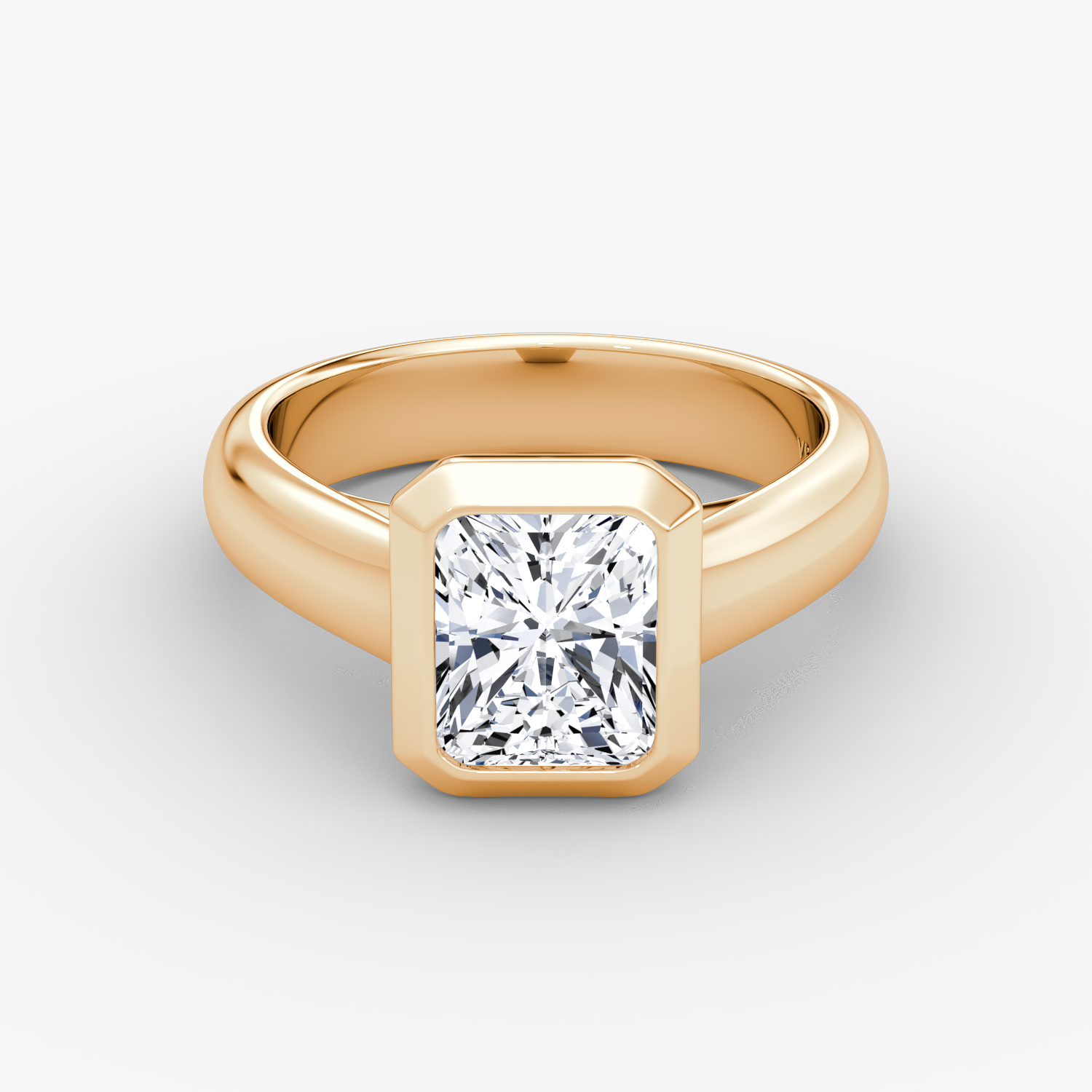 Sculpture Bezel Radiant Engagement Ring | 14k Rose Gold